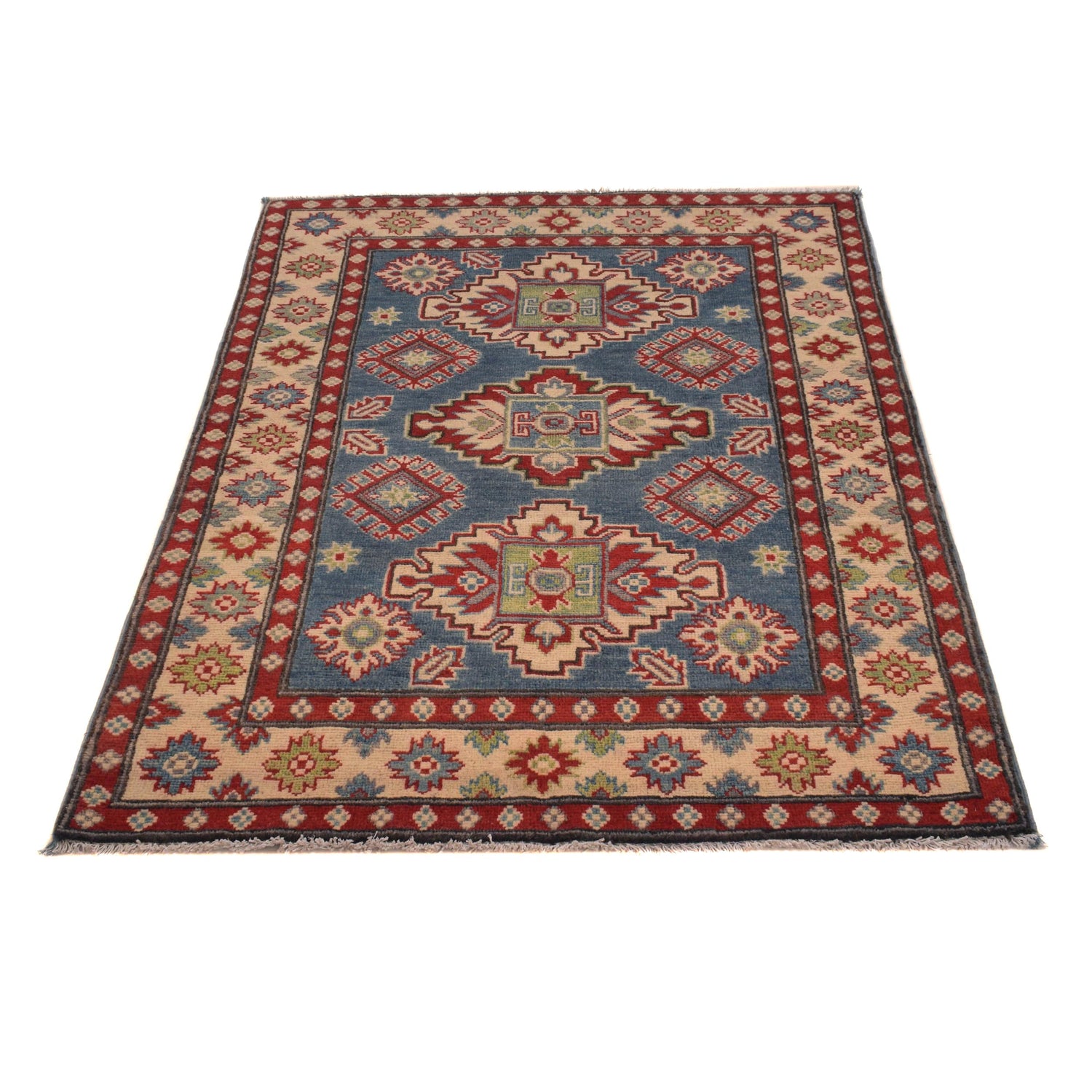 Hand Knotted Kazak Rug  3' 4" x 4' 9" (ft)- No. B34605