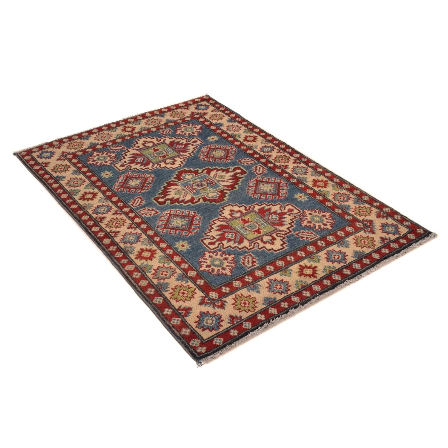 Hand Knotted Kazak Rug  3' 4" x 4' 9" (ft)- No. B34605