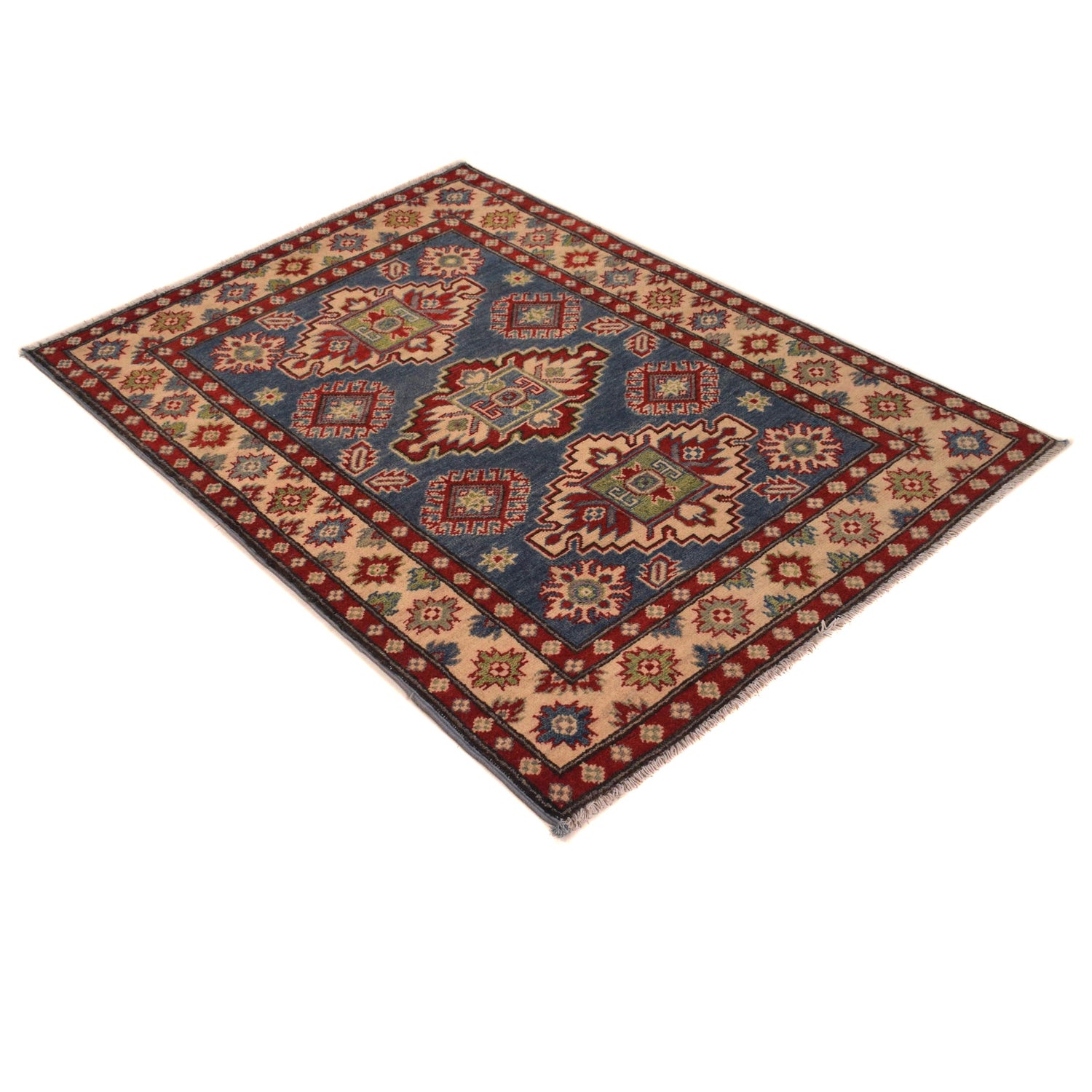 Hand Knotted Kazak Rug  3' 4" x 4' 9" (ft)- No. B34605
