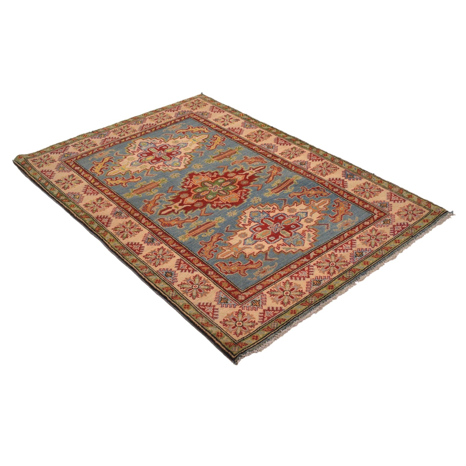 Blue Color Kazak Rug 4' 0" x 5' 10" (ft) - No. B34611