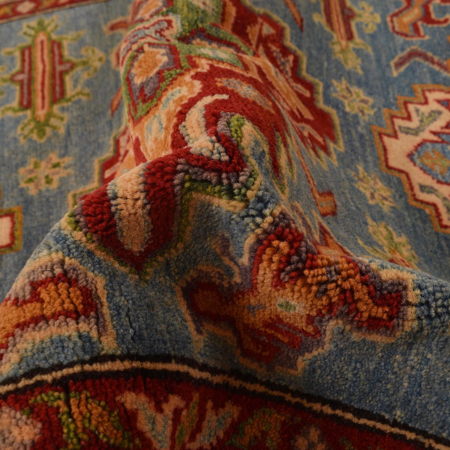 Blue Color Kazak Rug 4' 0" x 5' 10" (ft) - No. B34611