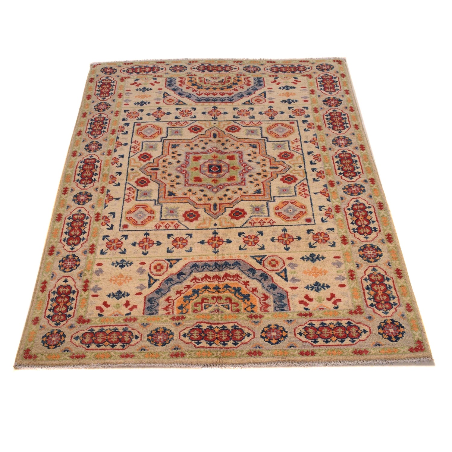 Hand Knotted Kazak Rug 3' 3" x 4' 11" (ft)- No. B34614