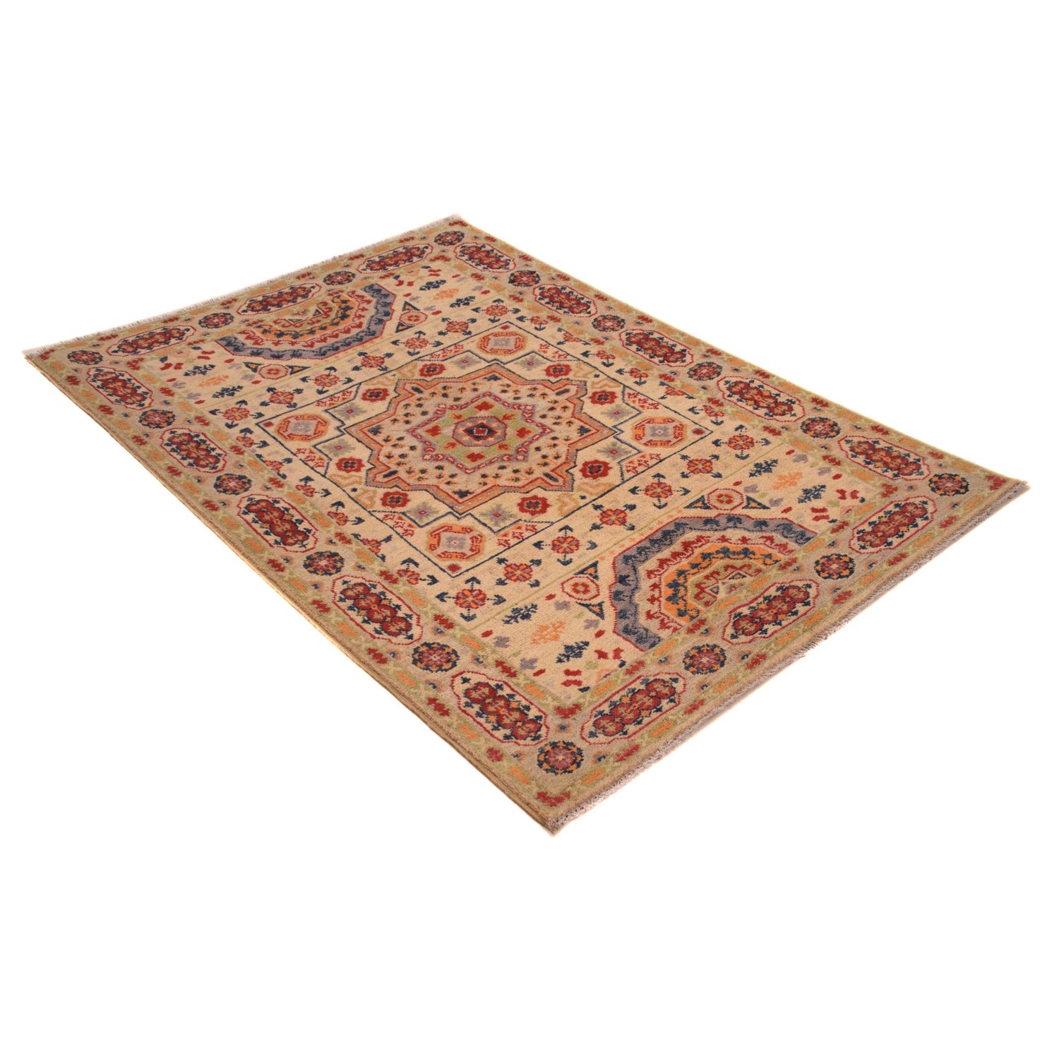 Hand Knotted Kazak Rug 3' 3" x 4' 11" (ft)- No. B34614