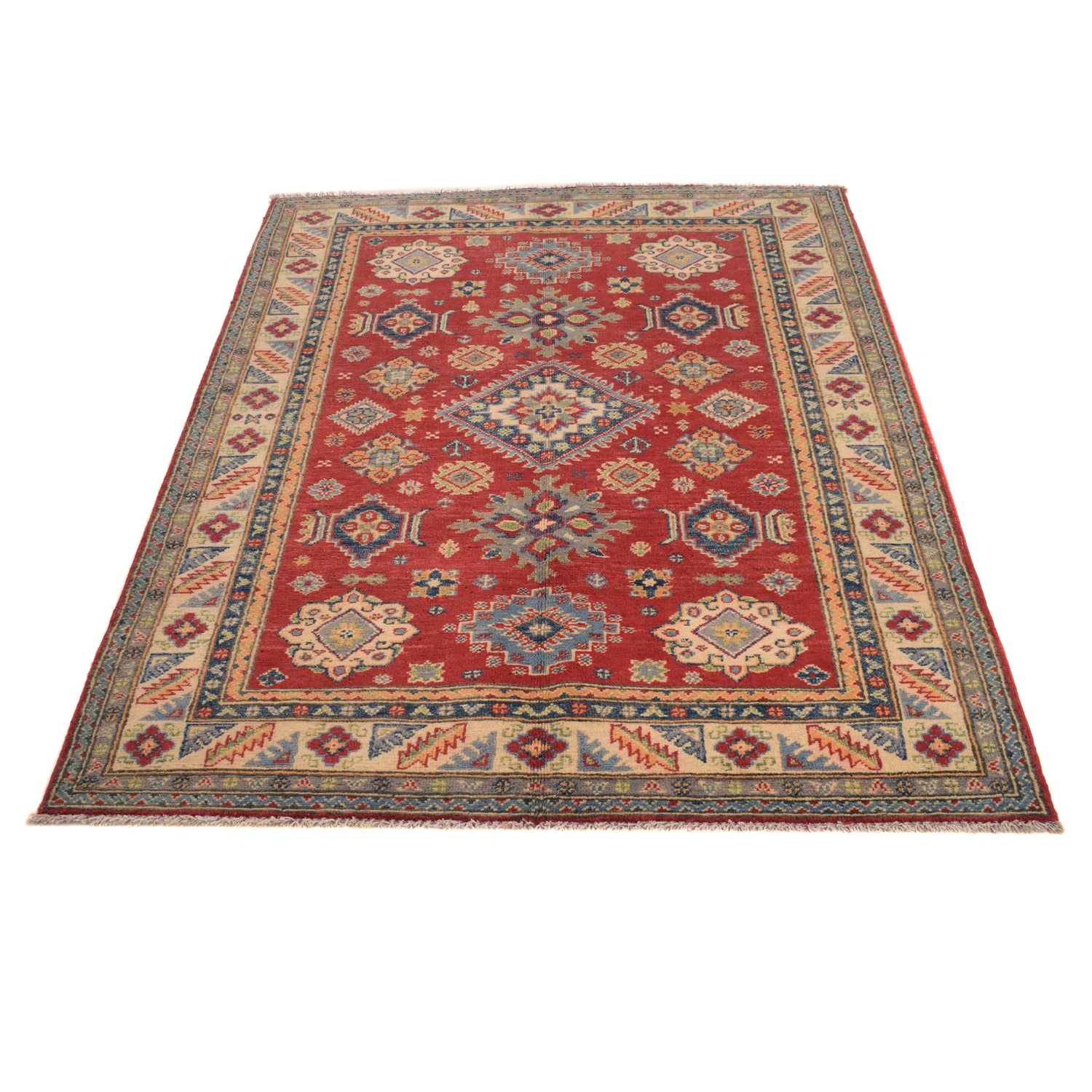Red Color Kazak Rug 4' 0" x 5' 10" (ft) - No. B34616