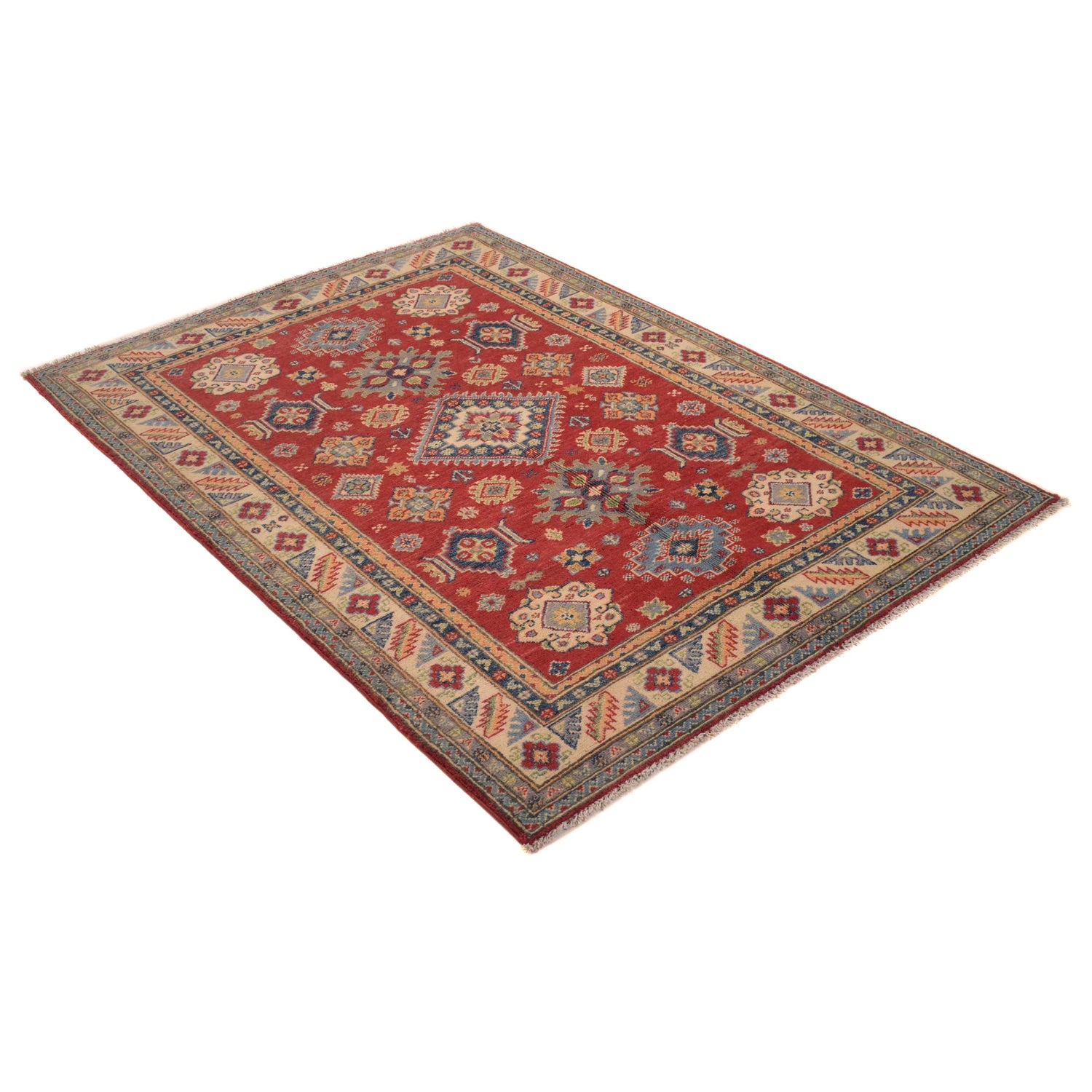 Red Color Kazak Rug 4' 0" x 5' 10" (ft) - No. B34616
