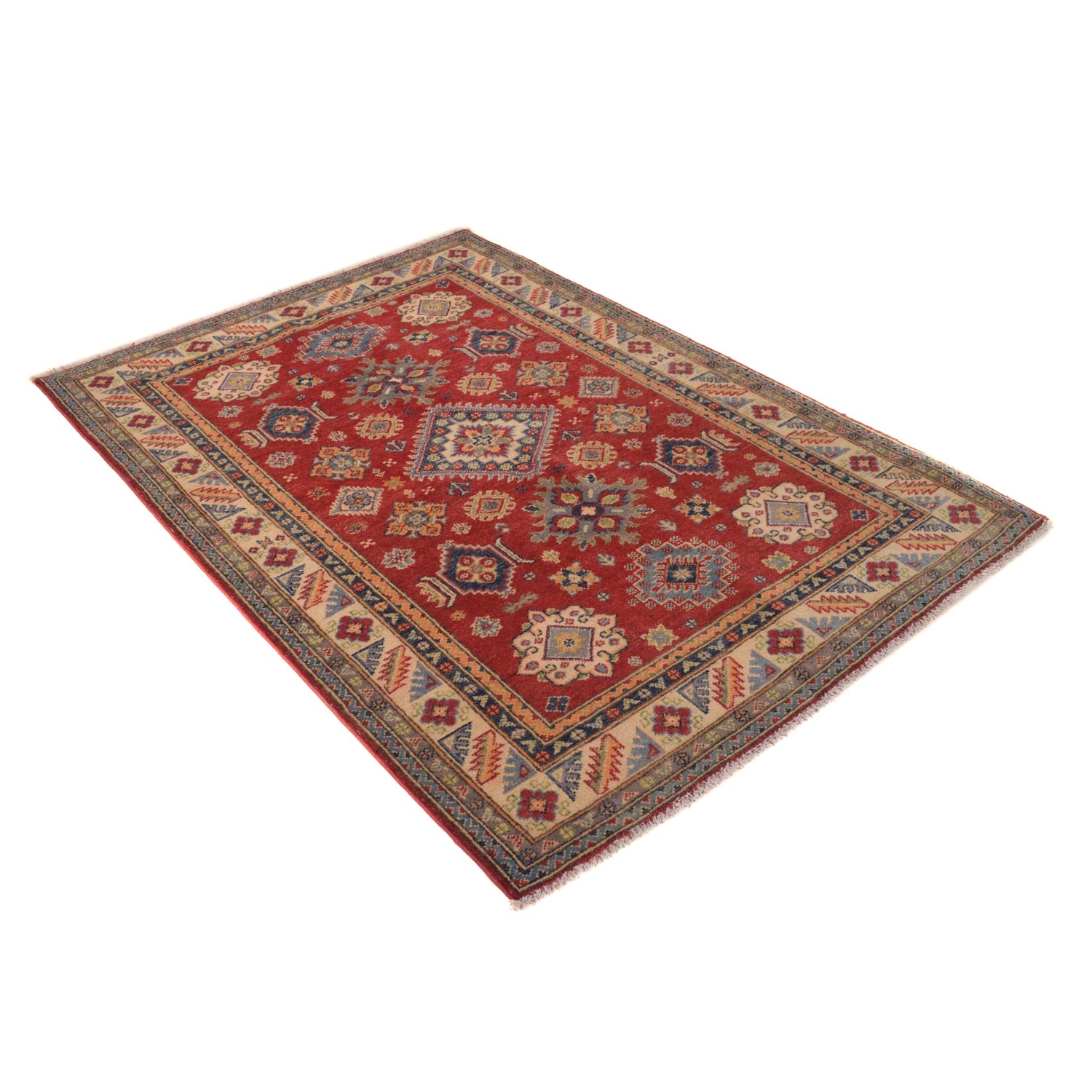 Red Color Kazak Rug 4' 0" x 5' 10" (ft) - No. B34616