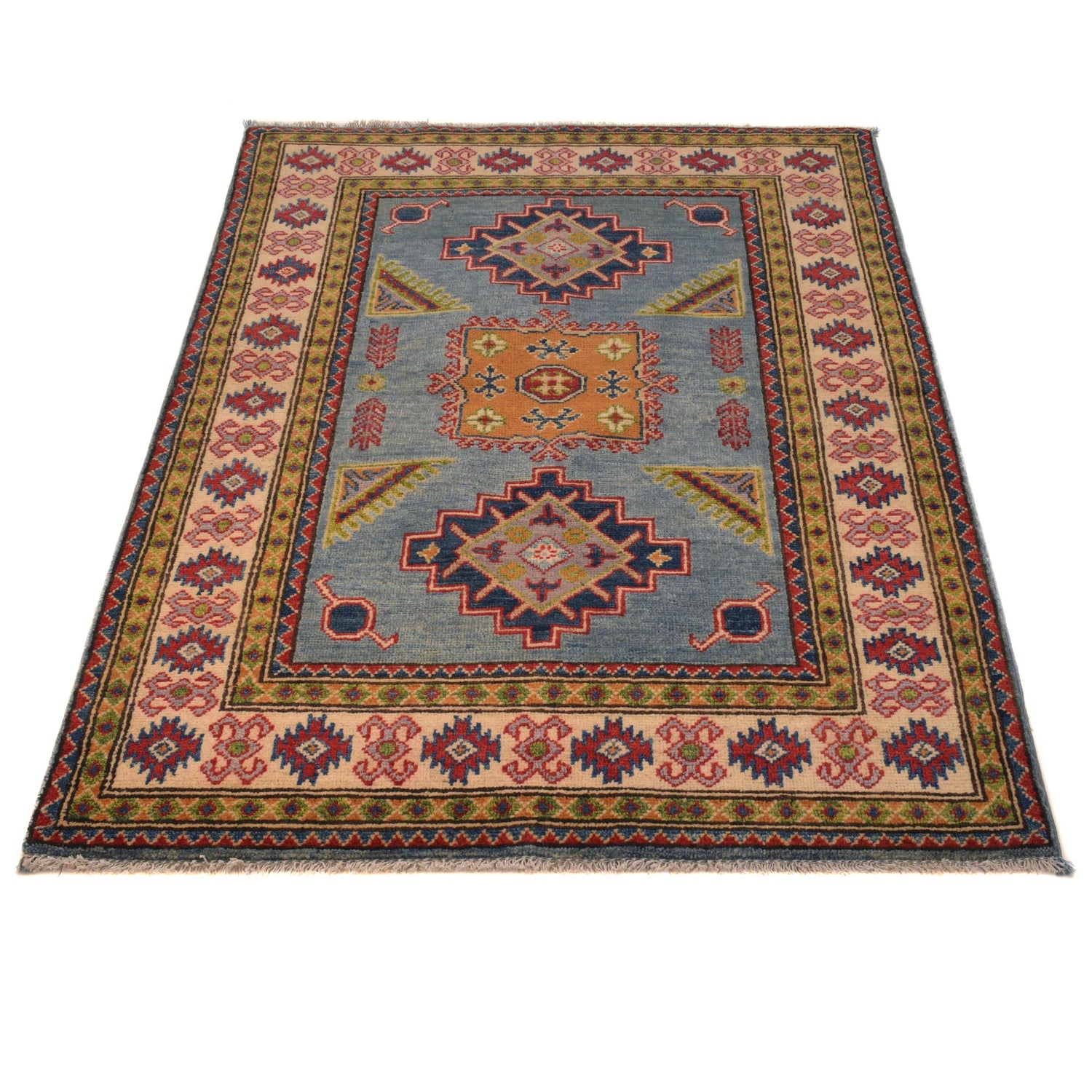 Blue Color Kazak Rug 4' 0" x 4' 10" (ft)- No. B34617