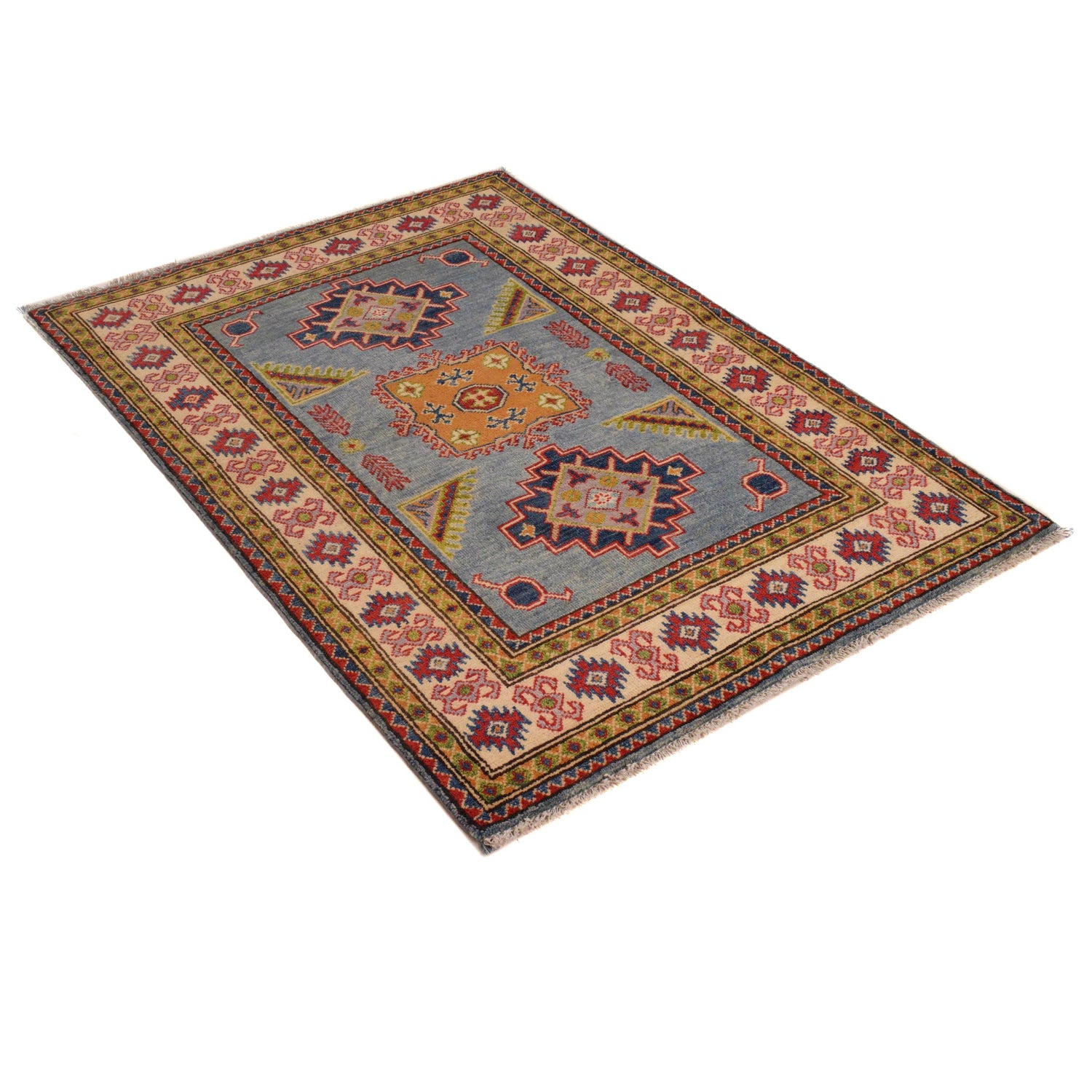 Blue Color Kazak Rug 4' 0" x 4' 10" (ft)- No. B34617