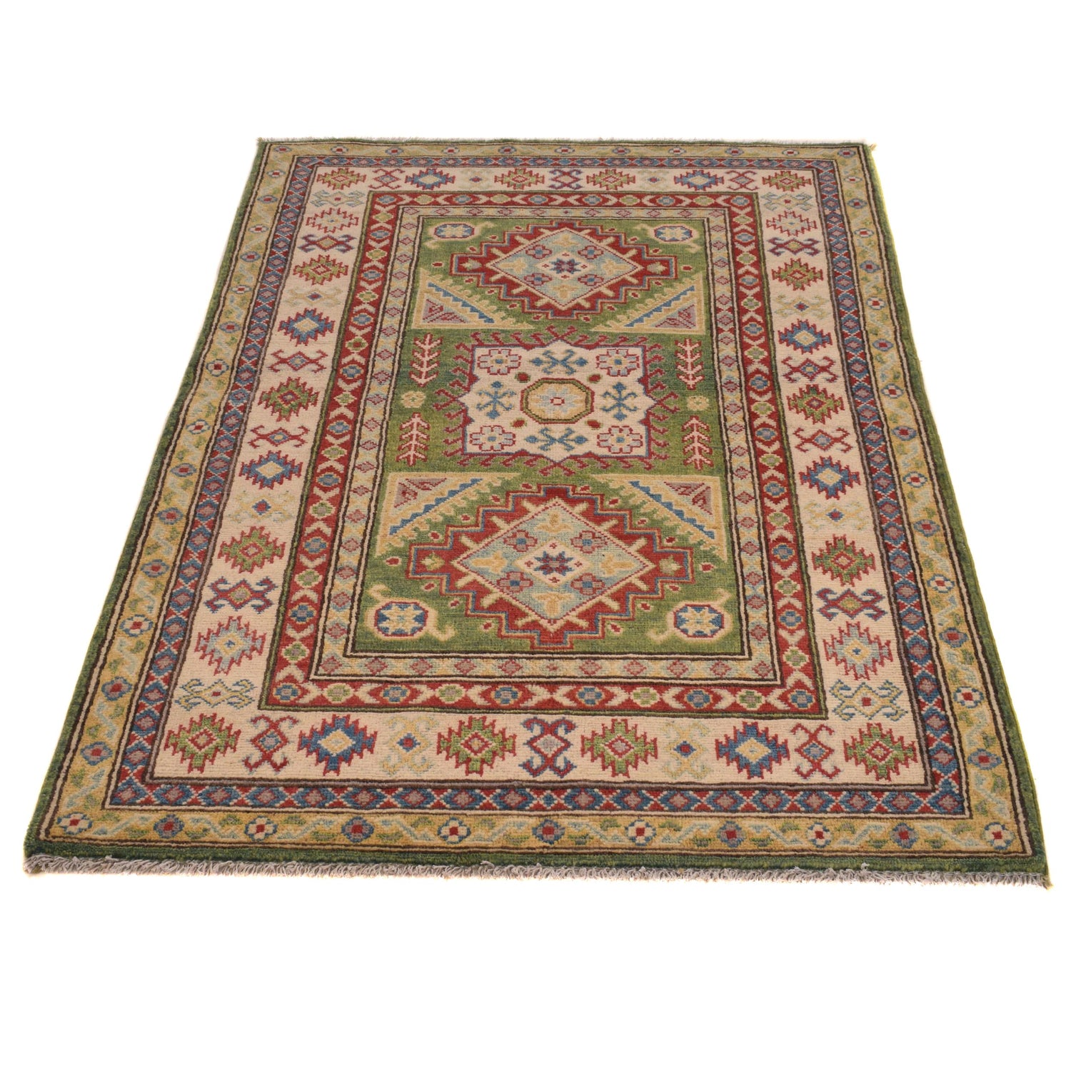 Hand Knotted Kazak Rug 3' 5" x 5' 2" (ft)- No. B34618