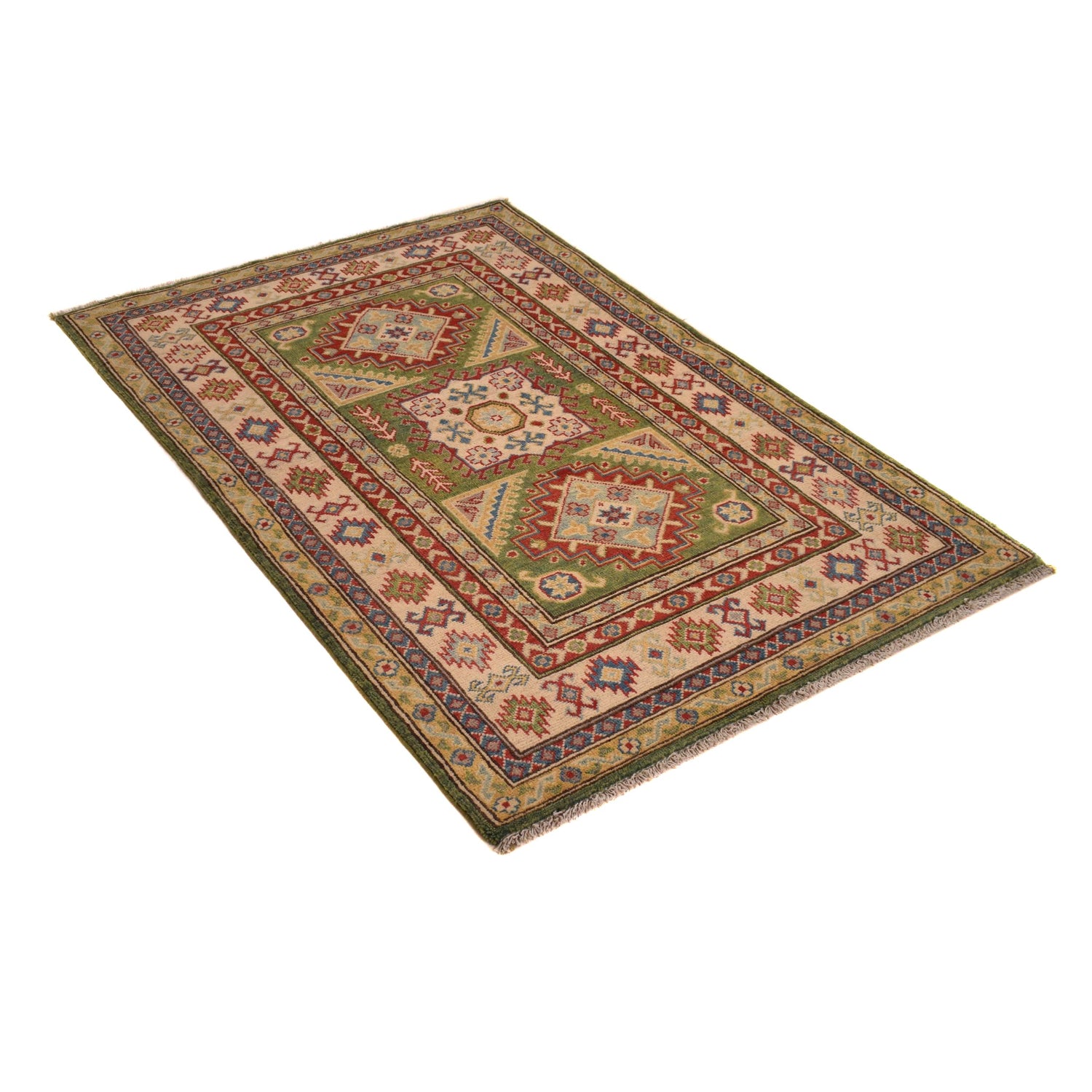 Hand Knotted Kazak Rug 3' 5" x 5' 2" (ft)- No. B34618