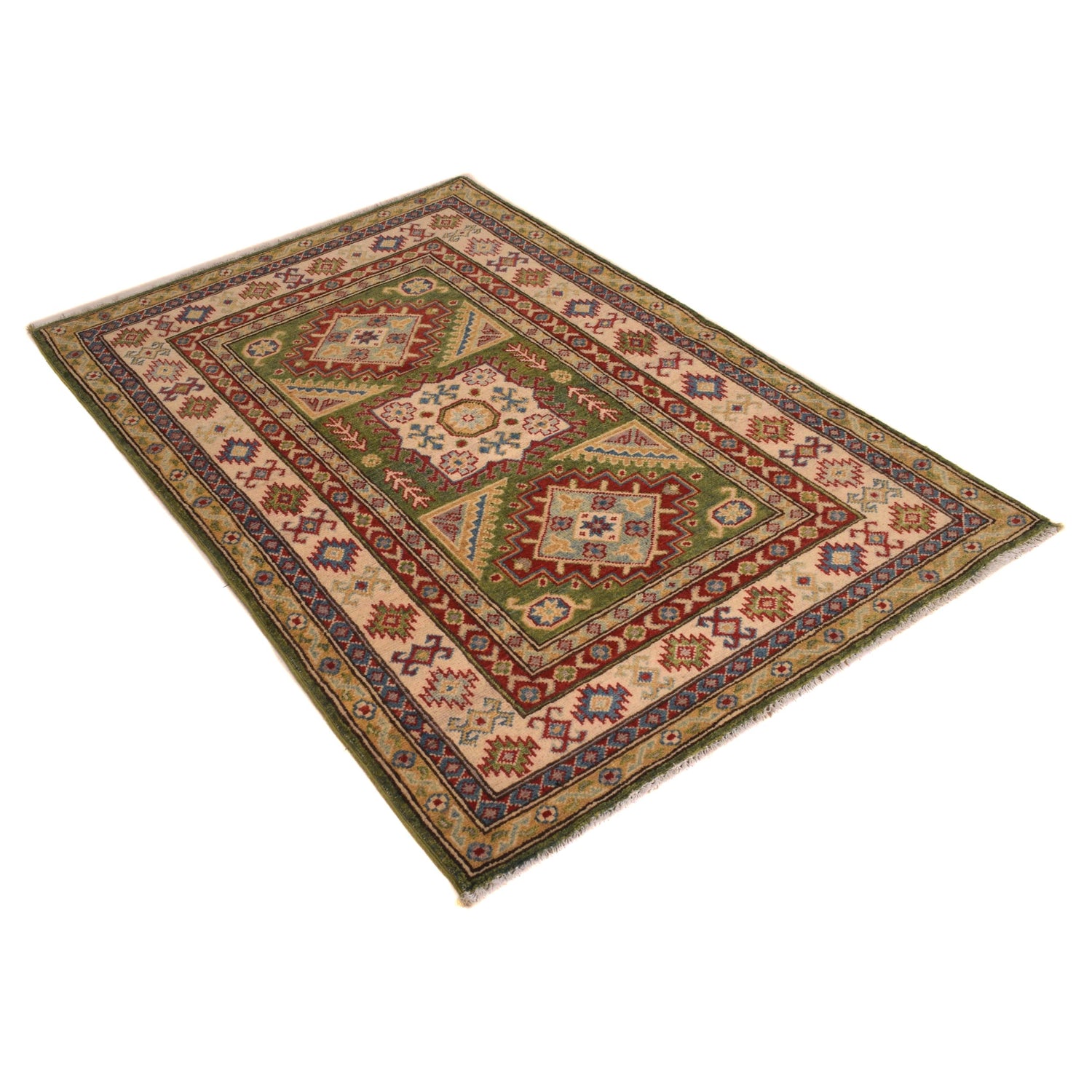 Hand Knotted Kazak Rug 3' 5" x 5' 2" (ft)- No. B34618