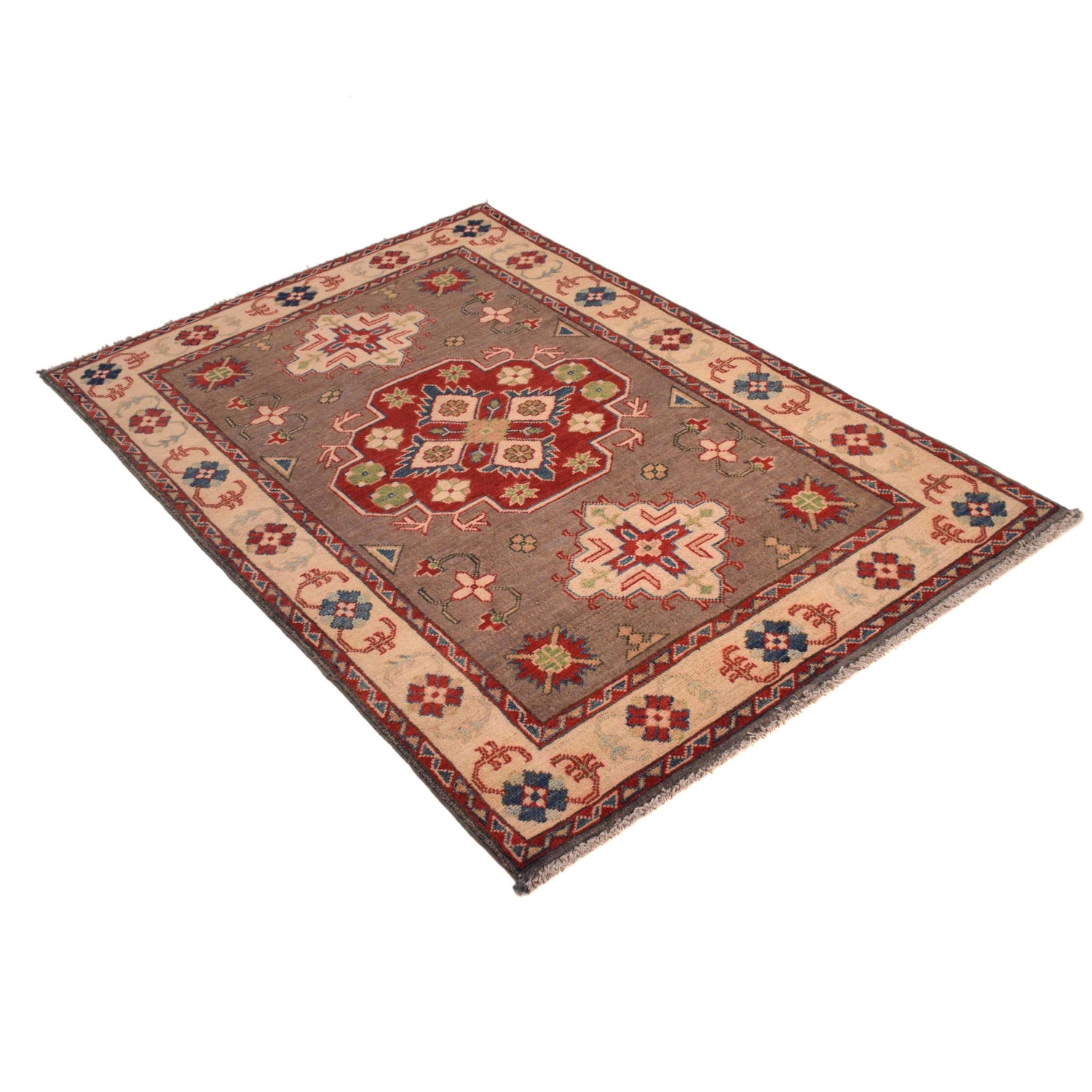 Oriental Kazak Rug  3' 4" x 4' 11" (ft)- No. B34619