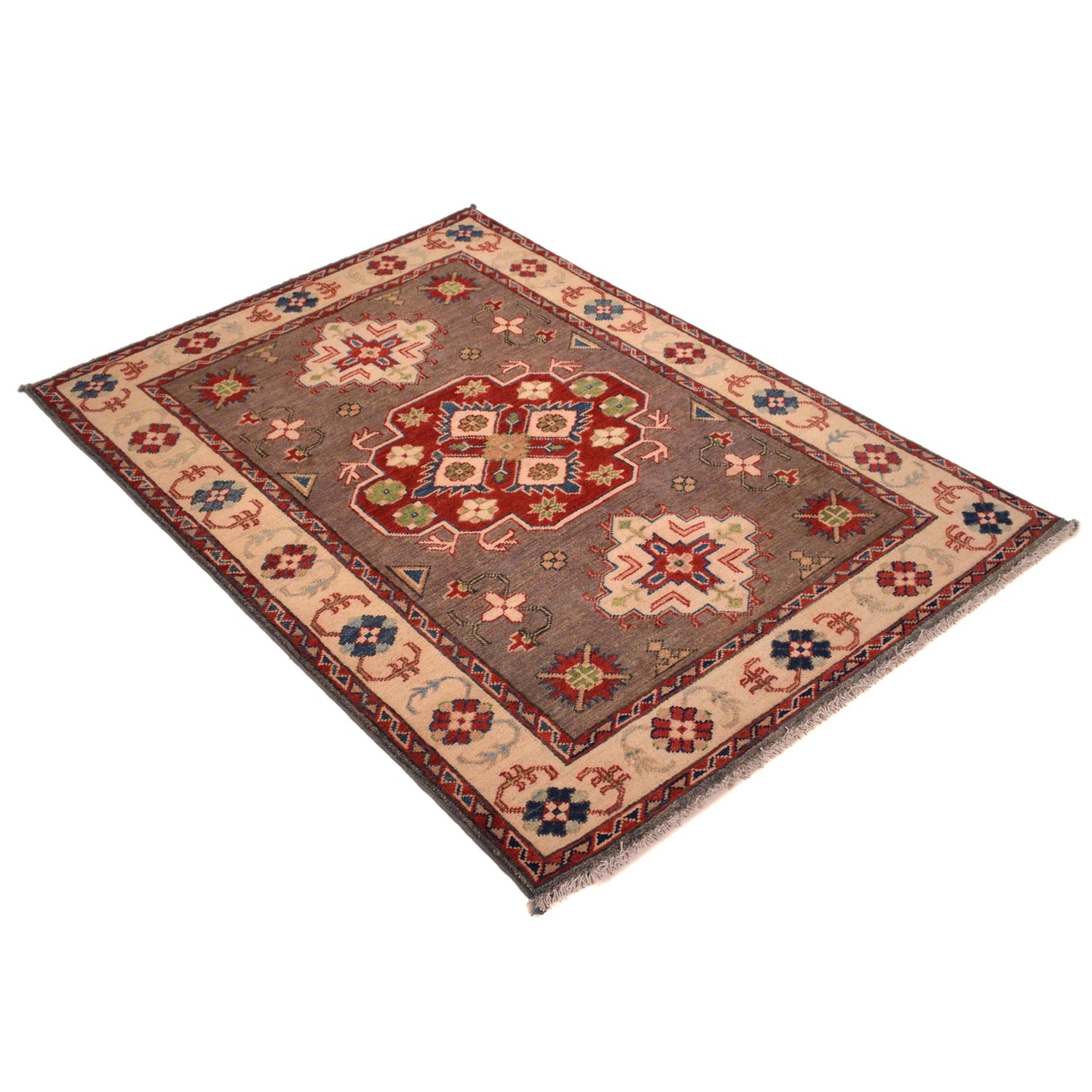 Oriental Kazak Rug  3' 4" x 4' 11" (ft)- No. B34619
