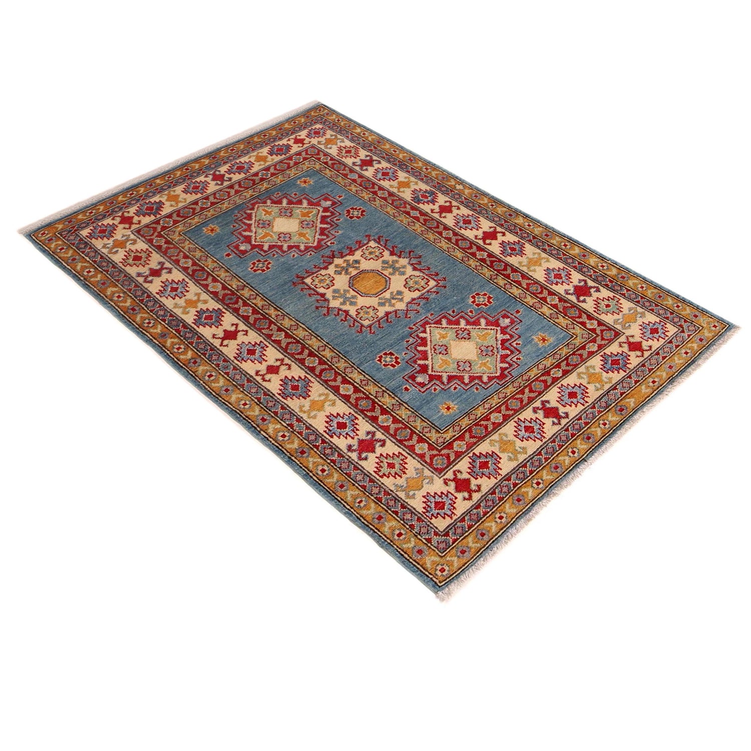 Blue Color Kazak Rug  3' 2" x 4' 9" (ft)- No. B34621