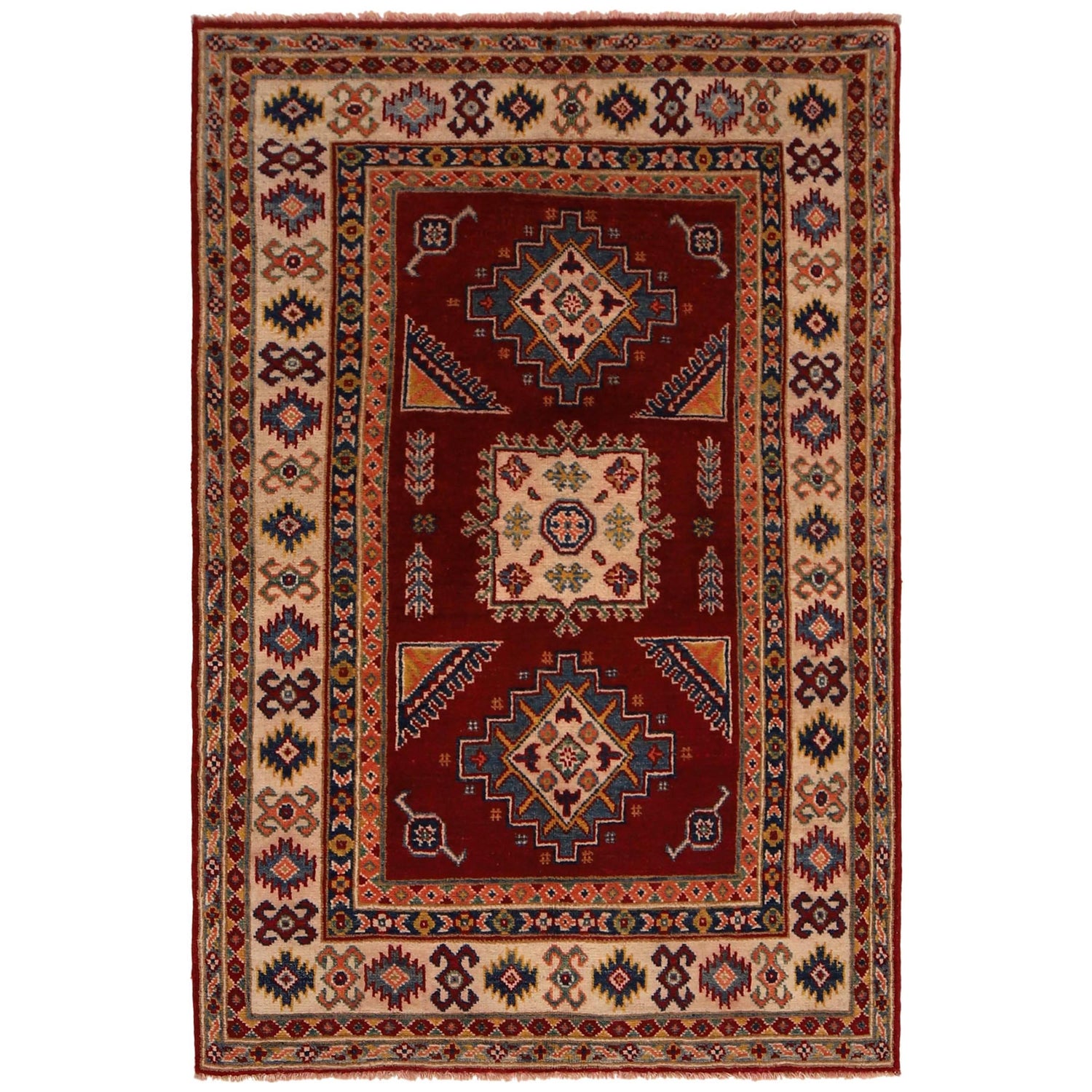 Red Color Kazak Rug 3' 4" x 5' 0" (ft)- No. B34661