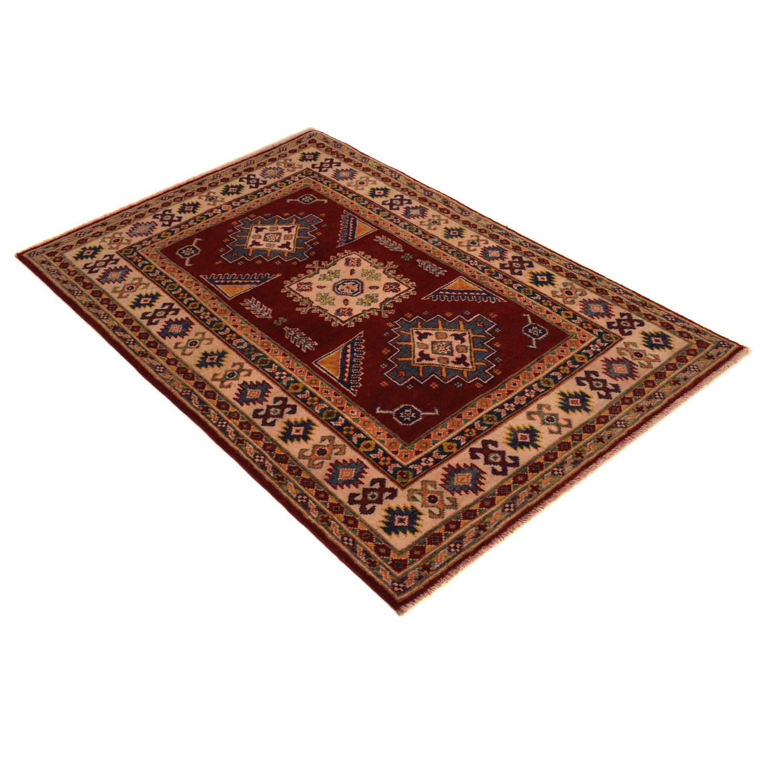 Red Color Kazak Rug 3' 4" x 5' 0" (ft)- No. B34661