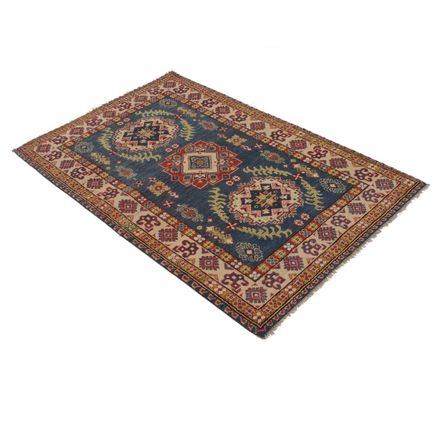 Blue Color Kazak Rug 3' 3" x 5' 1" (ft)- No. B34662