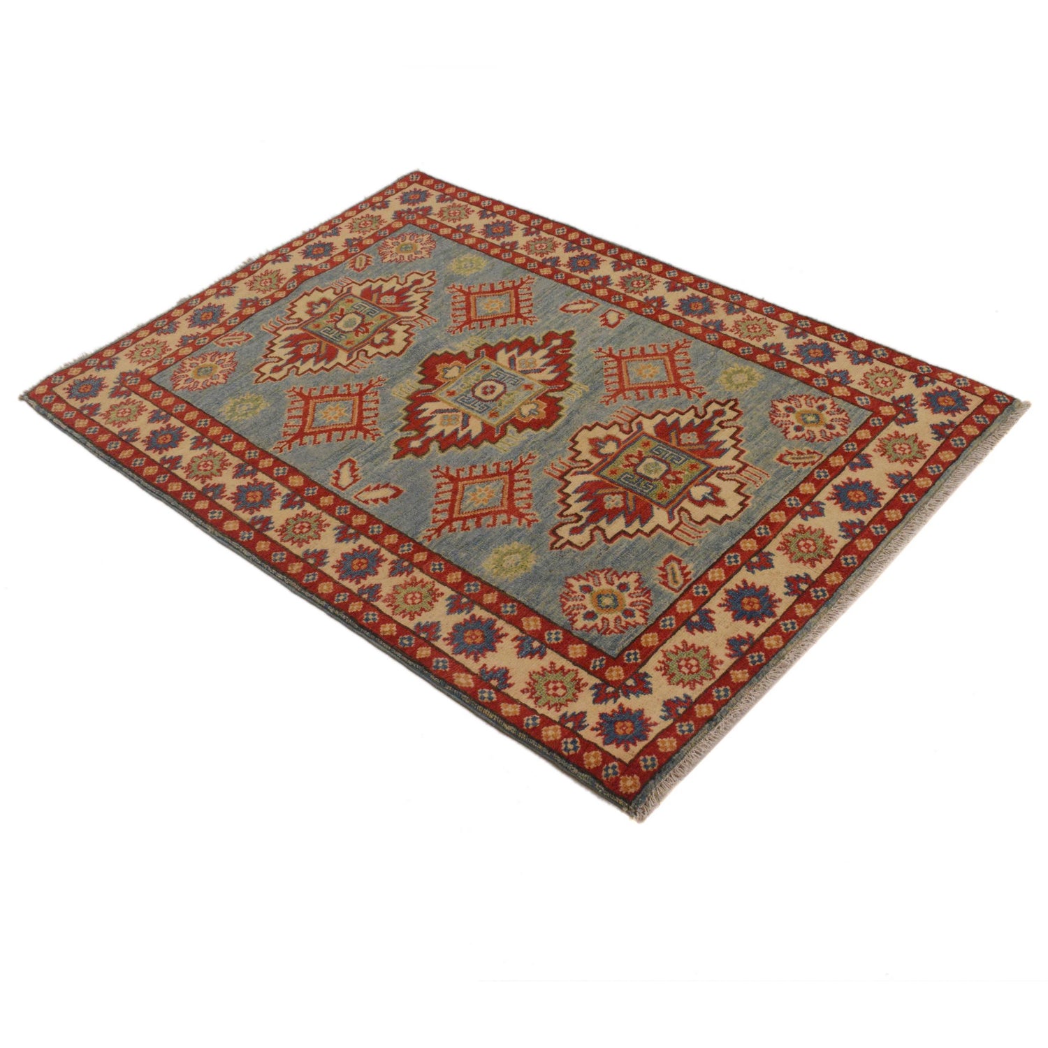 Hand Knotted Kazak Rug 3' 4" x 4' 10" (ft)- No. B34665