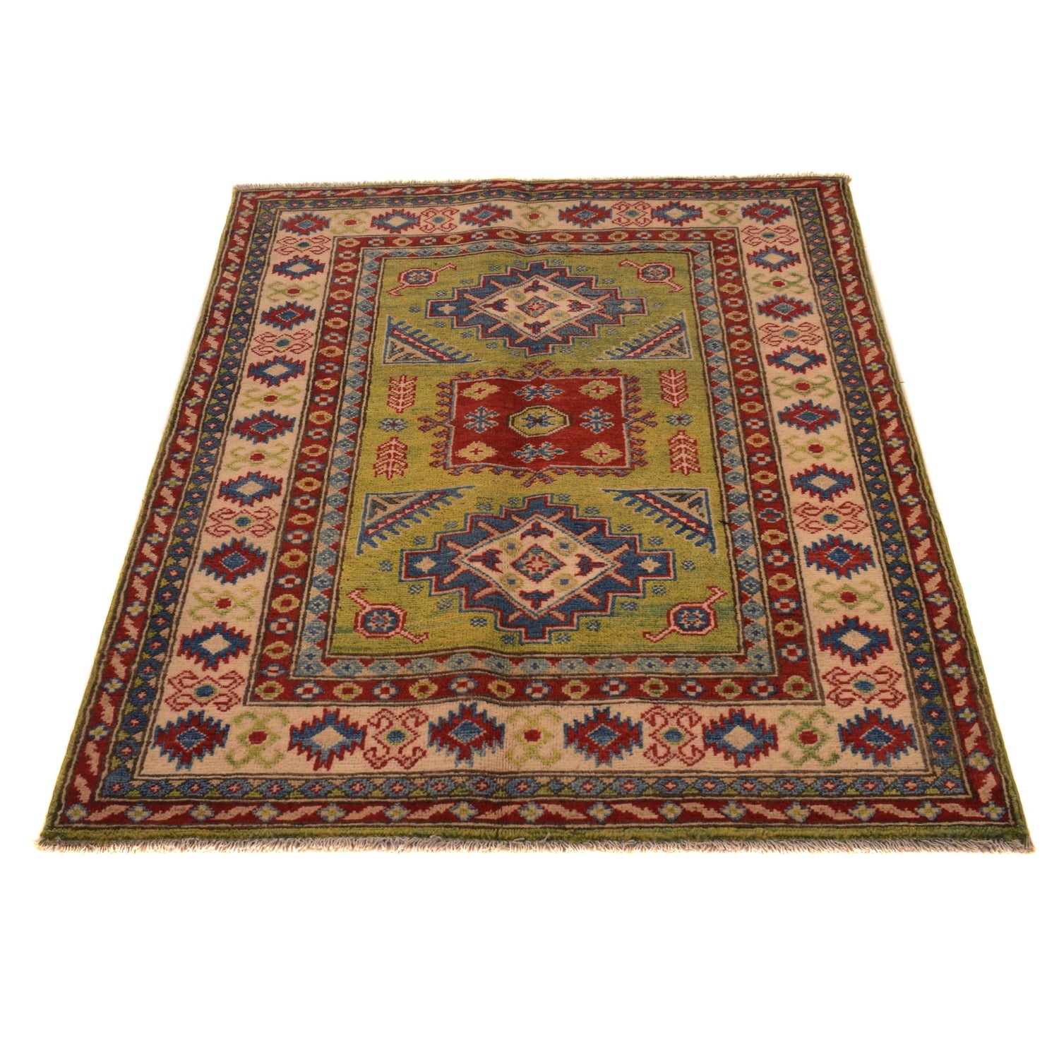 Hand Knotted Kazak Rug 3' 5" x 4' 8" (ft)- No. B34667