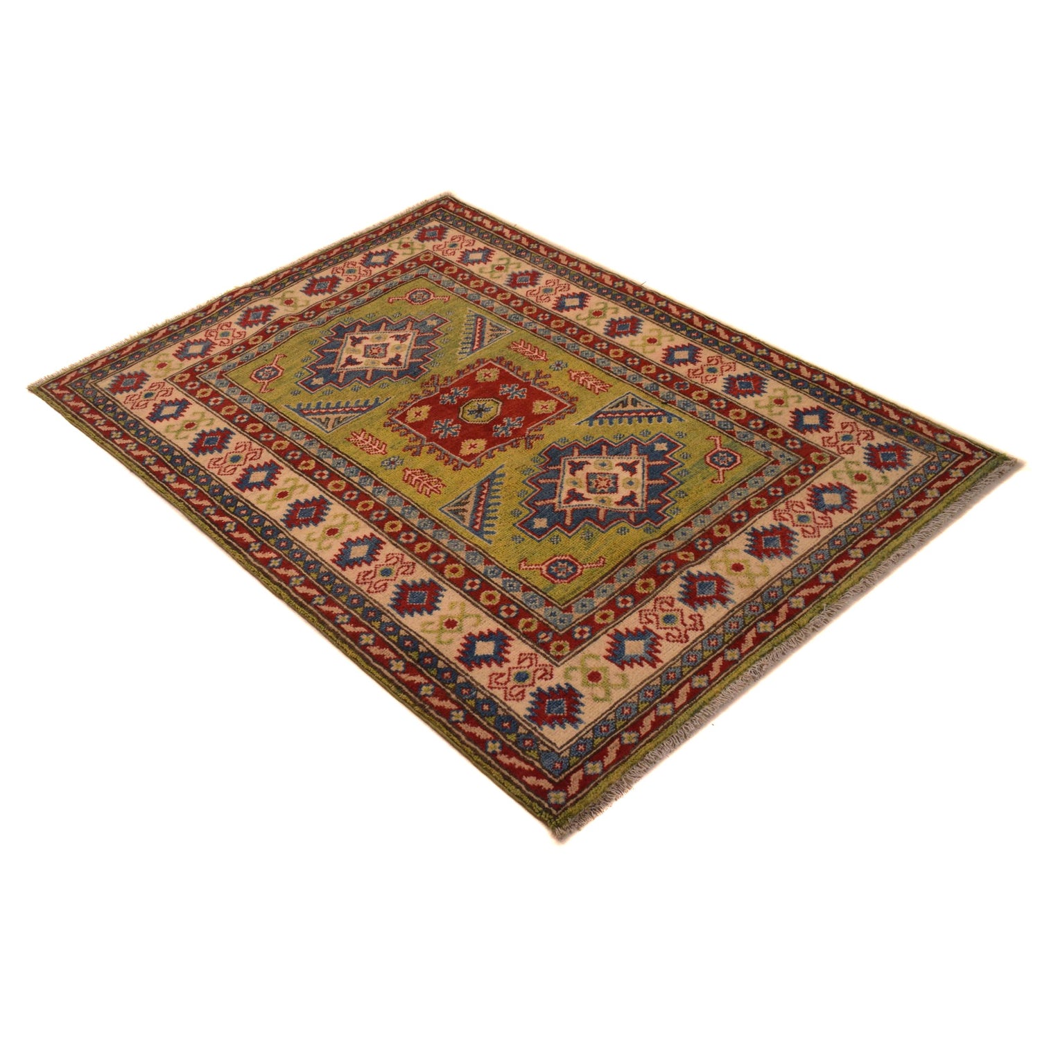 Hand Knotted Kazak Rug 3' 5" x 4' 8" (ft)- No. B34667
