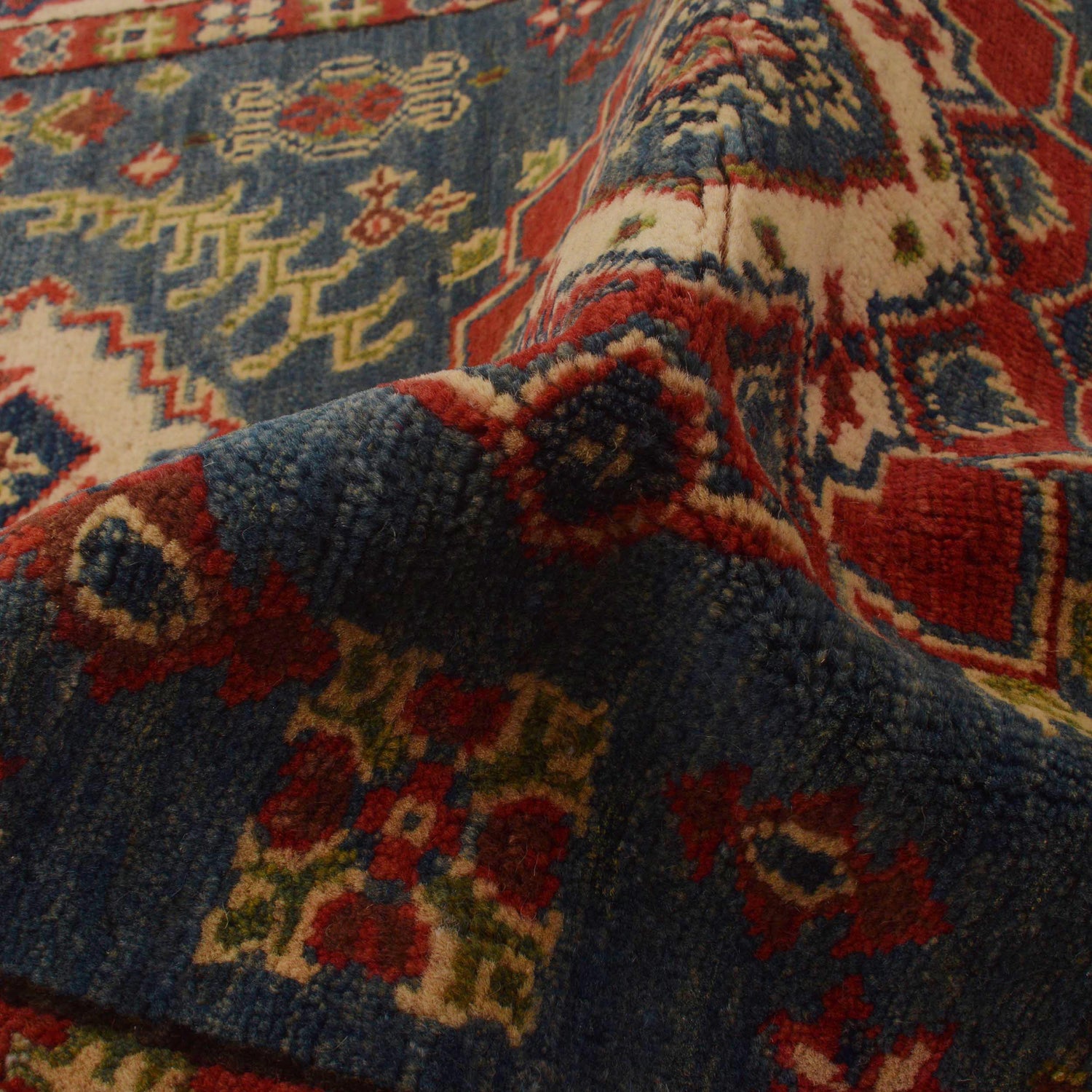 Blue Color Kazak Rug 3' 4" x 4' 9" (ft)- No. B34669