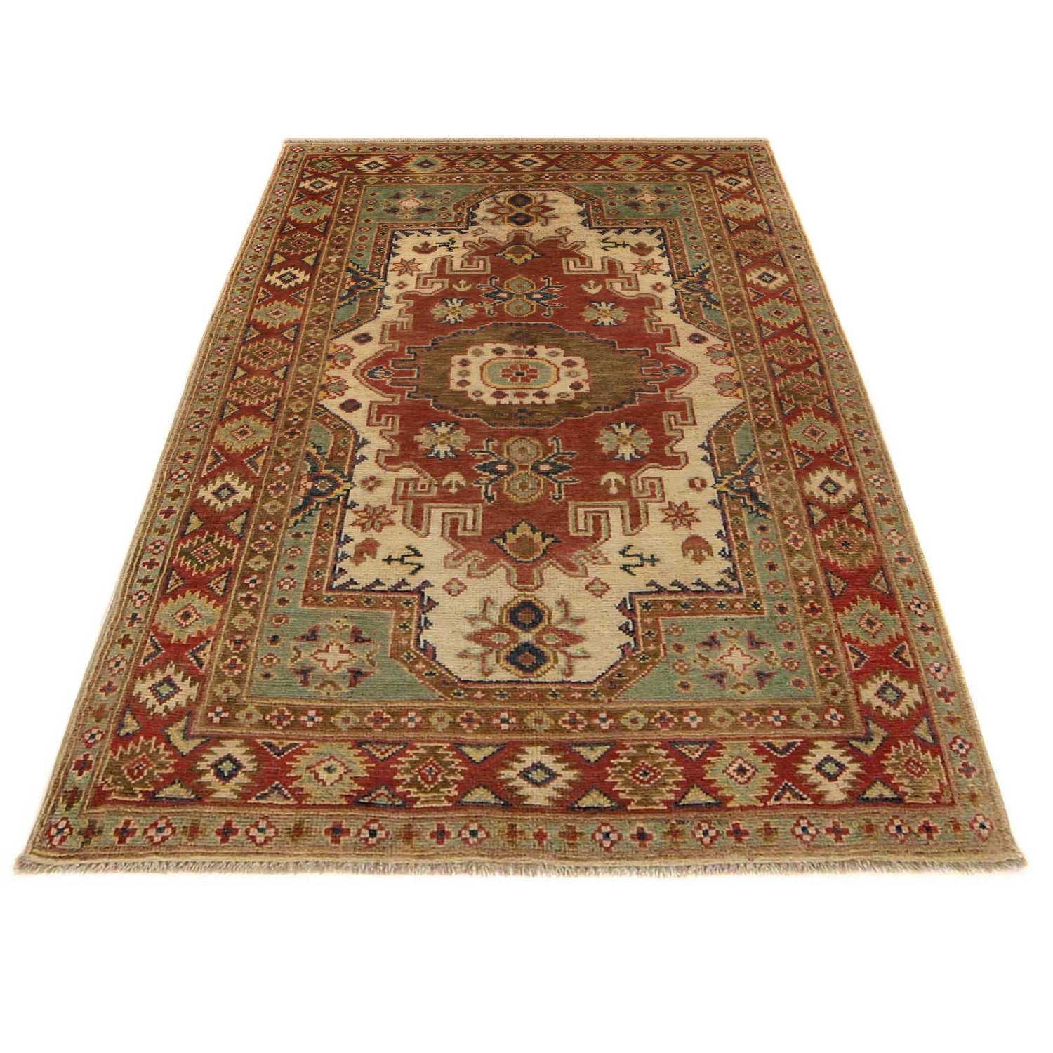 Hand Knotted Persian Design Heriz Rug 3' 5" x 5' 0" (ft) - No. B34683