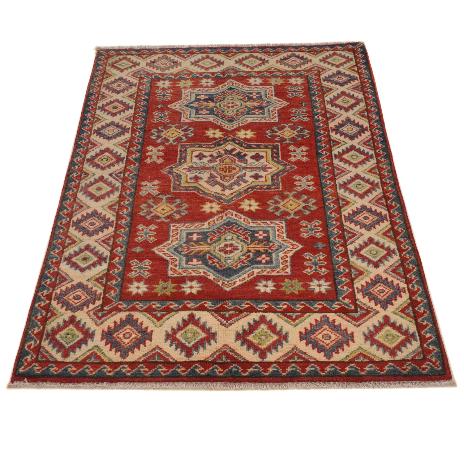 Red Color Kazak Rug 3' 1" x 4' 7" (ft)- No. B34687