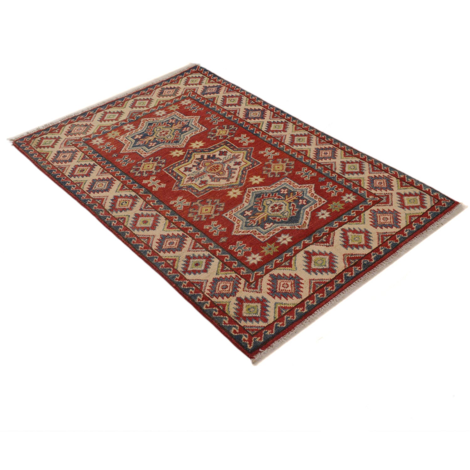 Red Color Kazak Rug 3' 1" x 4' 7" (ft)- No. B34687