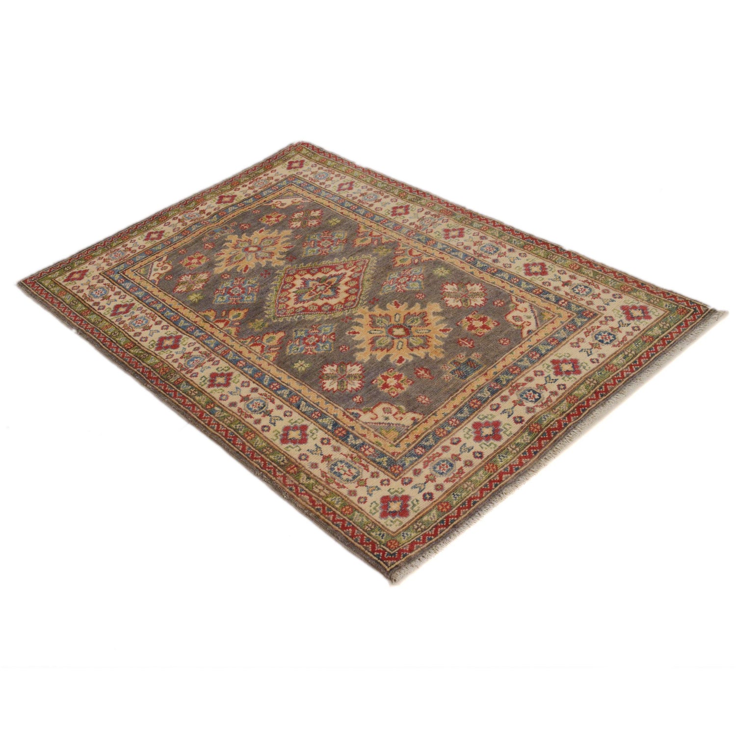 Hand Knotted Kazak Rug 3' 3" x 4' 9" (ft)- No. B34688