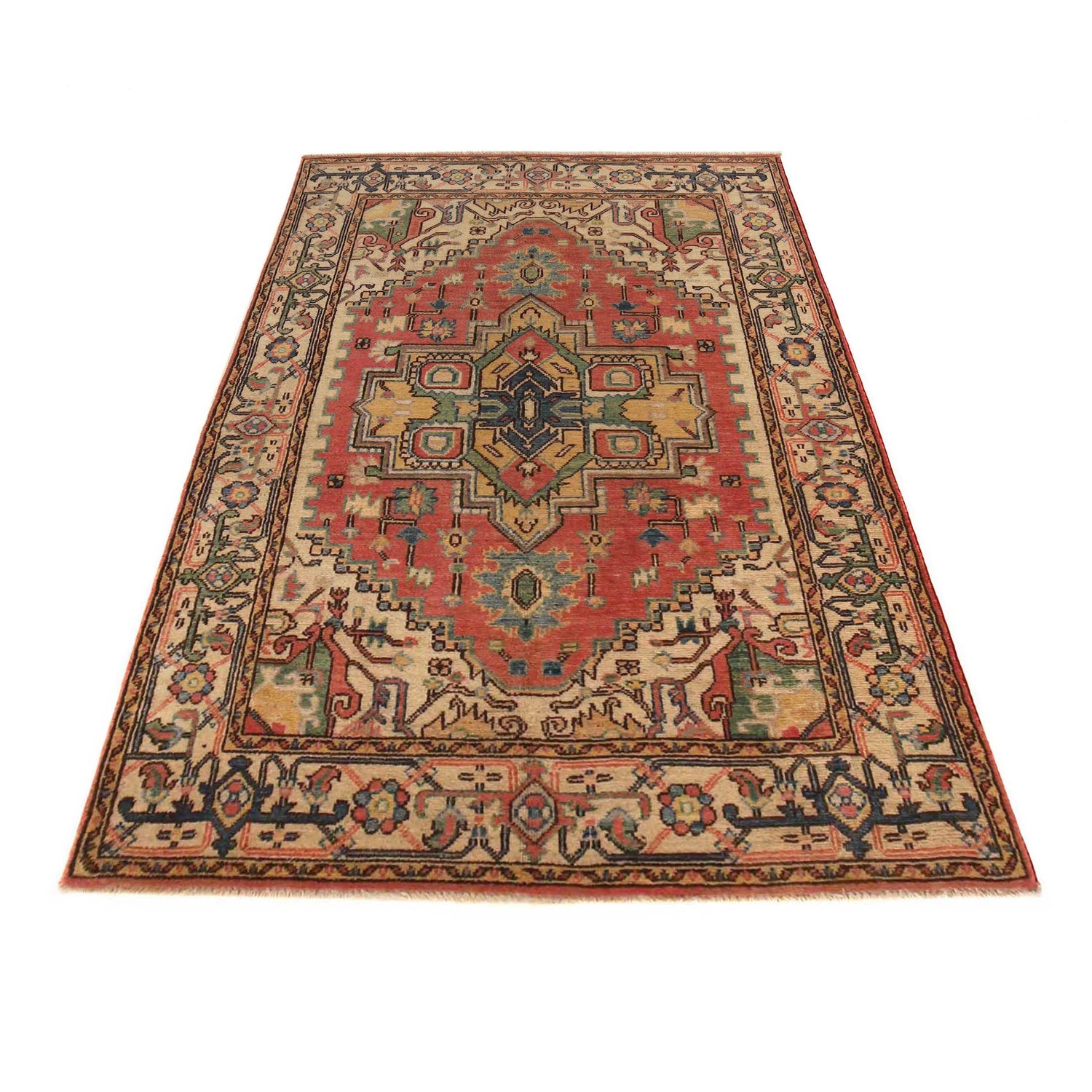 Hand Knotted Persian Design Heriz Rug 3' 10" x 6' 1" (ft) - No. B34690
