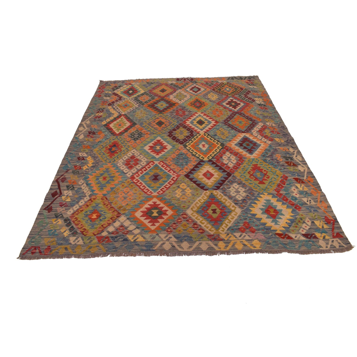Handmade Vegetable Kilim 5' 11" x 7' 9" (ft) - No. B34693