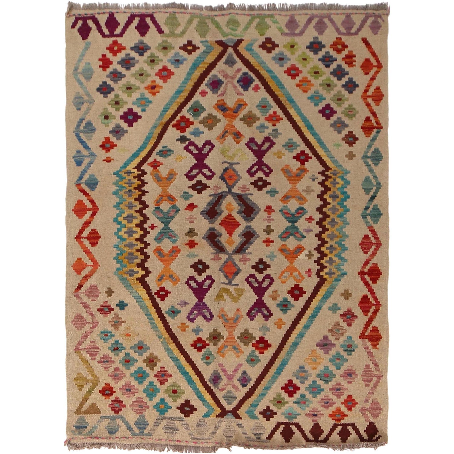 Handmade Vegetable Kilim 3' 6"  x 5' 0" (ft) - No. B34697