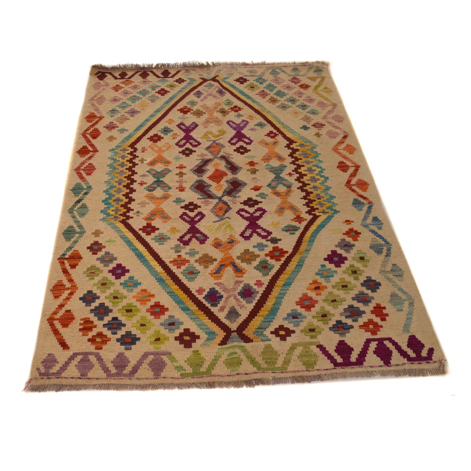 Handmade Vegetable Kilim 3' 6"  x 5' 0" (ft) - No. B34697
