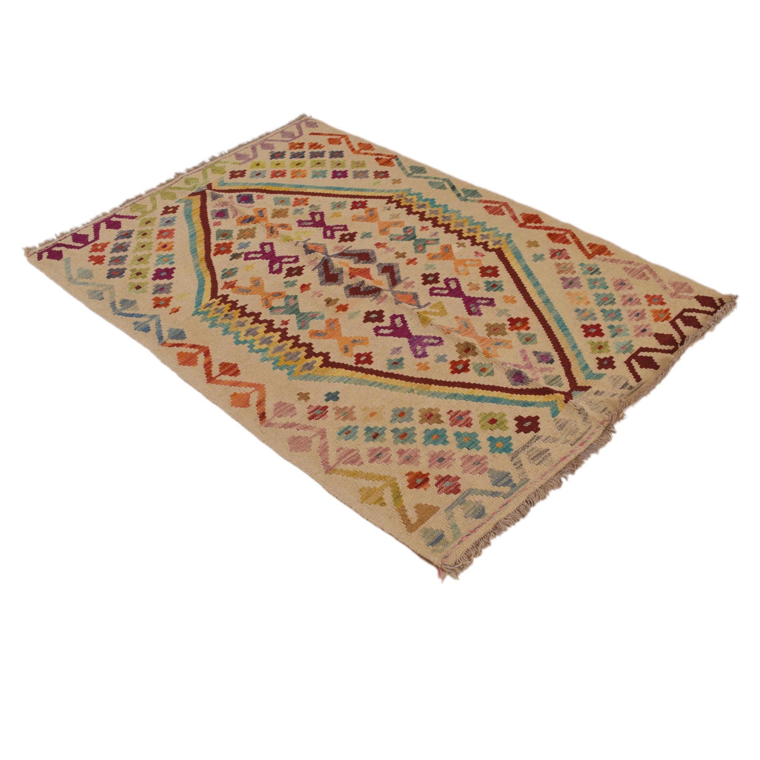 Handmade Vegetable Kilim 3' 6"  x 5' 0" (ft) - No. B34697