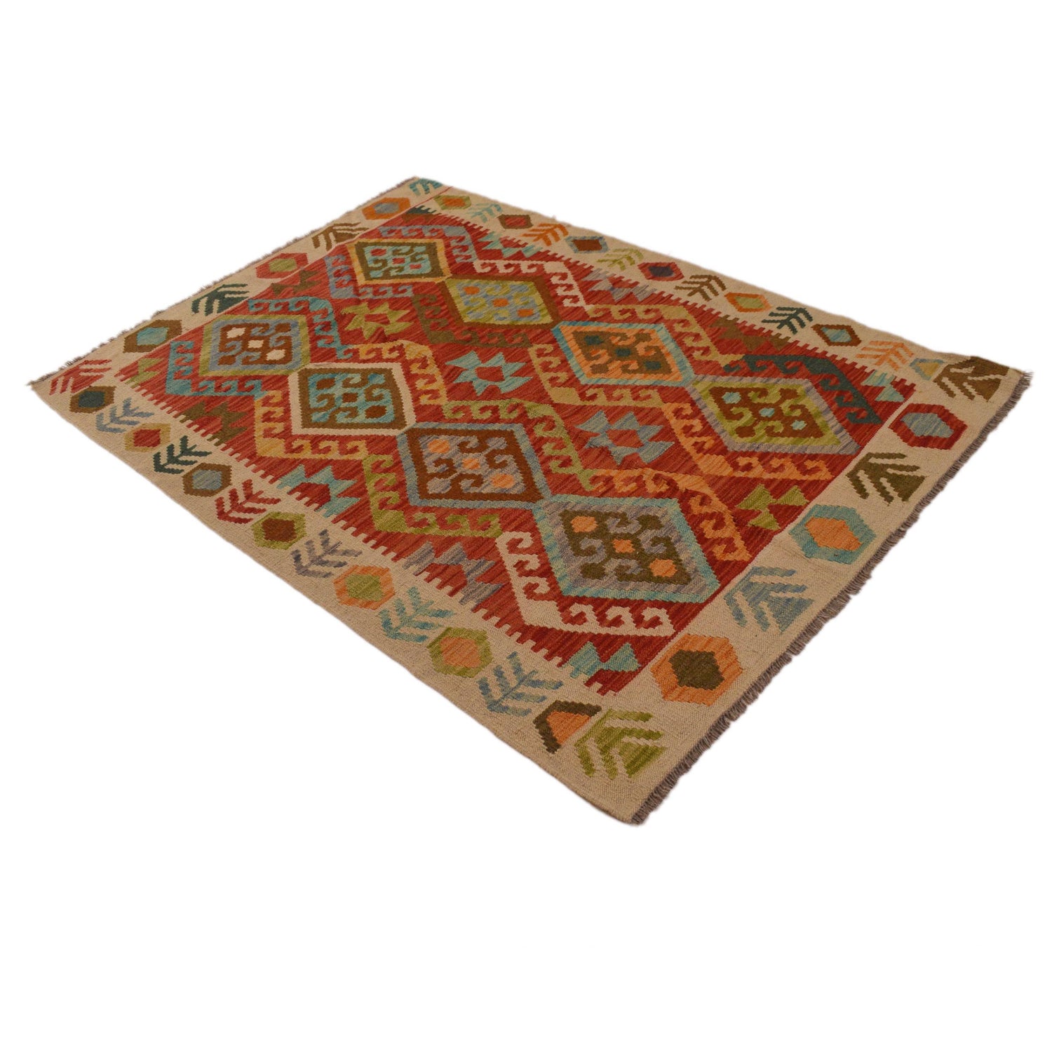 Handmade Vegetable Kelim 4' 2" x 5' 10" (ft) - No. B34699