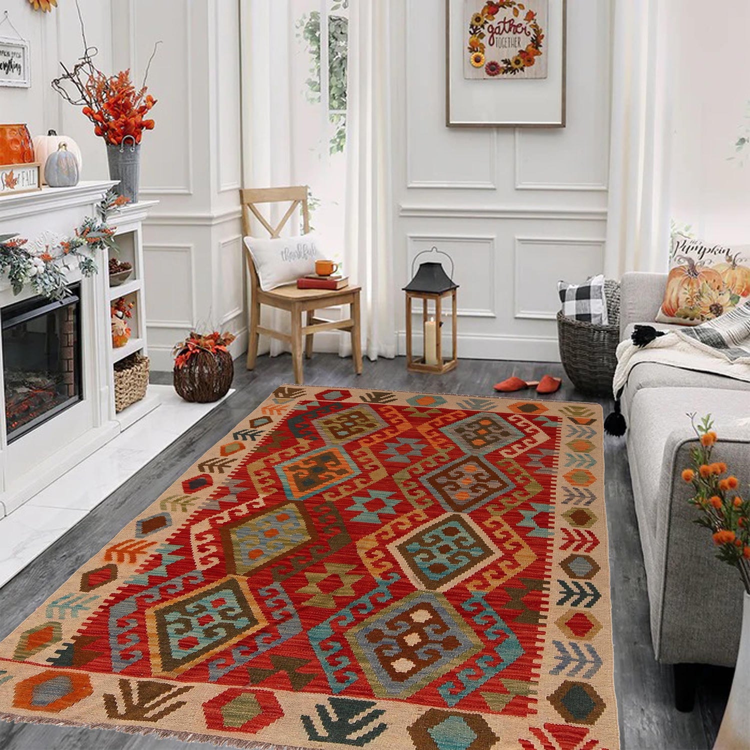 Handmade Vegetable Kelim 4' 2" x 5' 10" (ft) - No. B34699