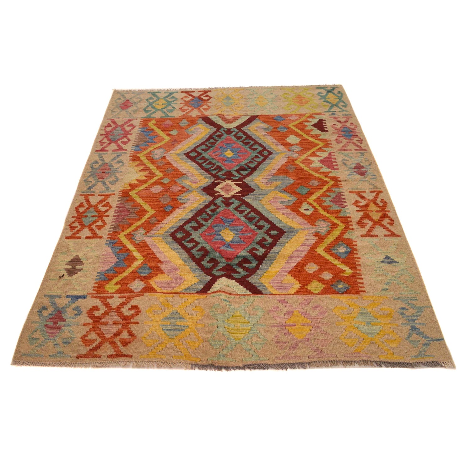 Handmade Vegetable Kilim 4' 2" x 5' 9" (ft) - No. B34700