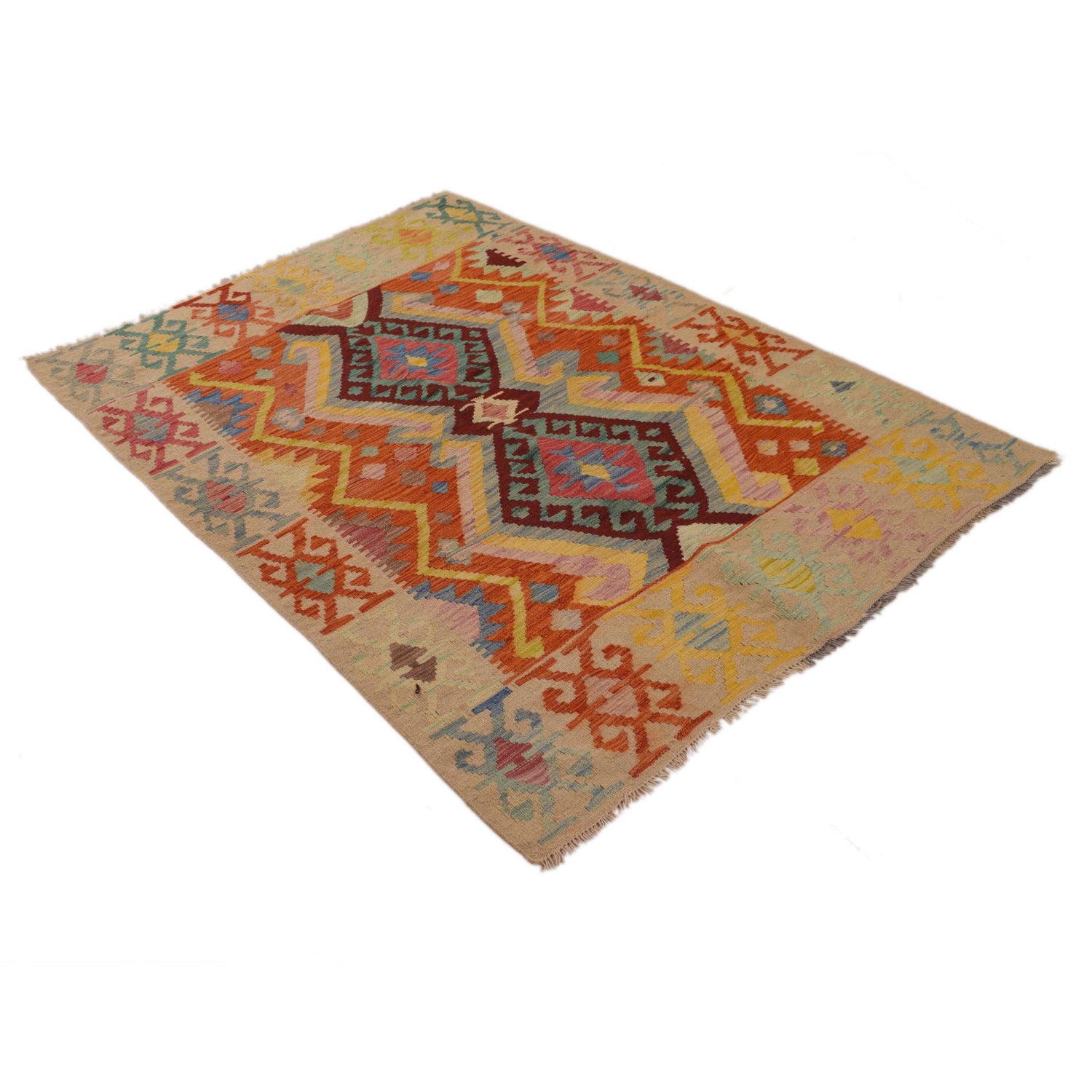 Handmade Vegetable Kilim 4' 2" x 5' 9" (ft) - No. B34700