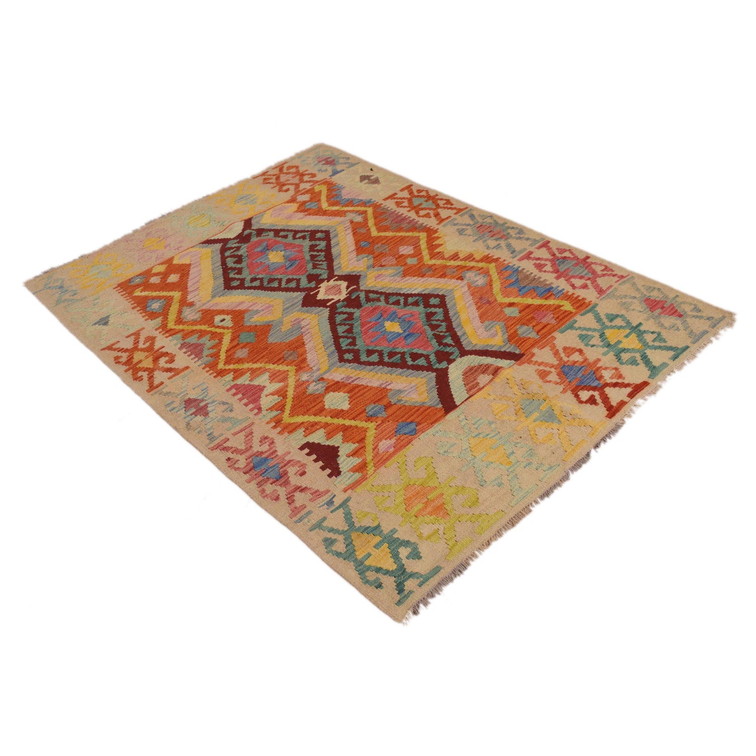 Handmade Vegetable Kilim 4' 2" x 5' 9" (ft) - No. B34700