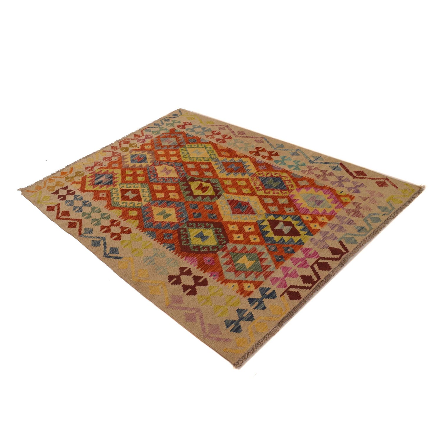 Handmade Vegetable Kilim 4' 2" x 5' 7" (ft) - No. B34702