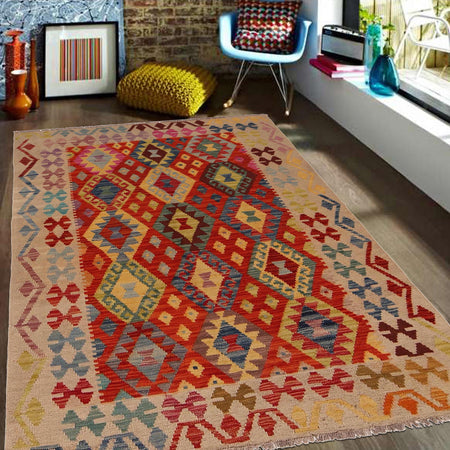 Handmade Vegetable Kilim 4' 2" x 5' 7" (ft) - No. B34702
