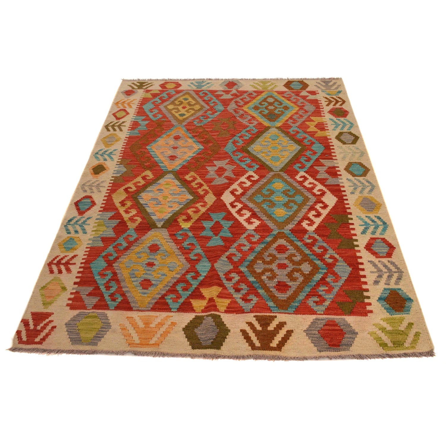 Handmade Vegetable Kelim 4' 2" x 6' 1" (ft) - No. B34709