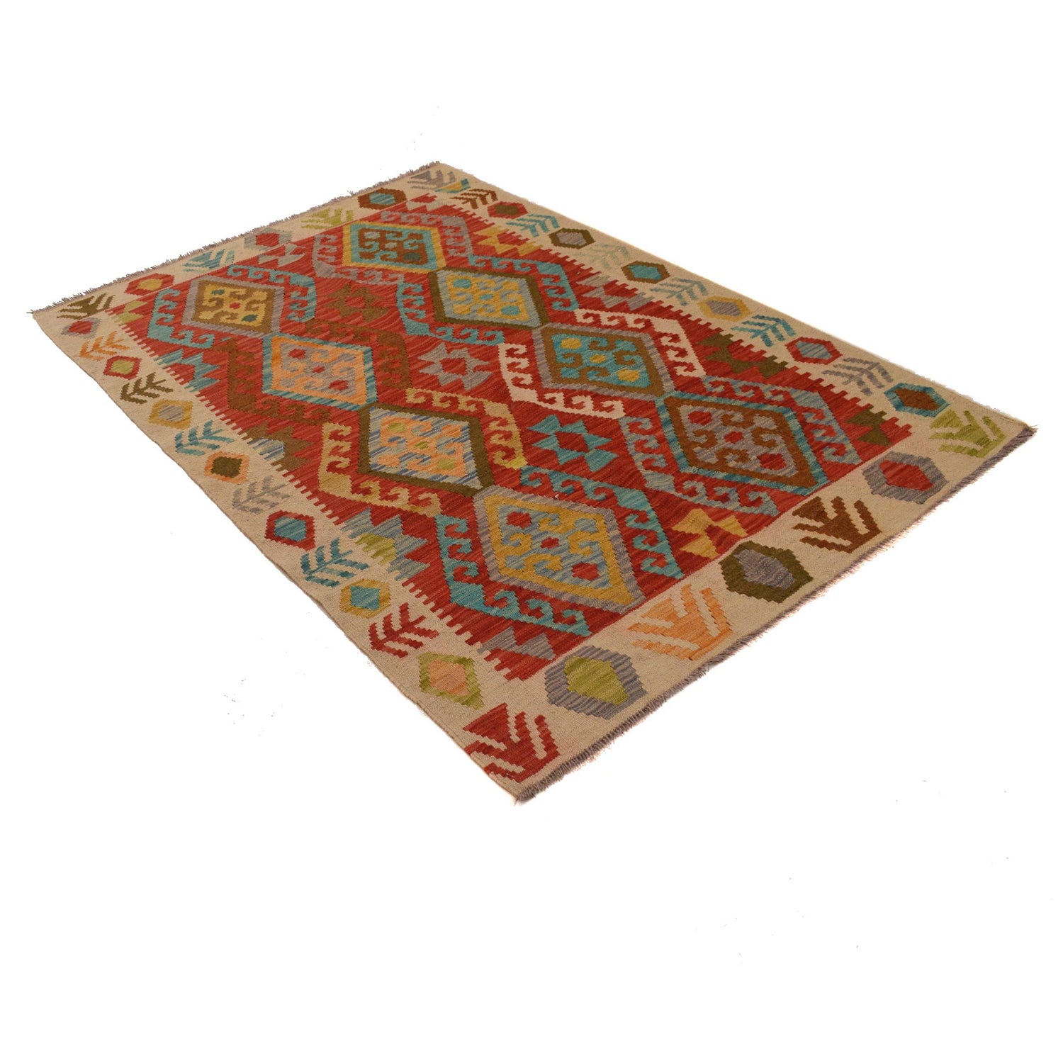 Handmade Vegetable Kelim 4' 2" x 6' 1" (ft) - No. B34709