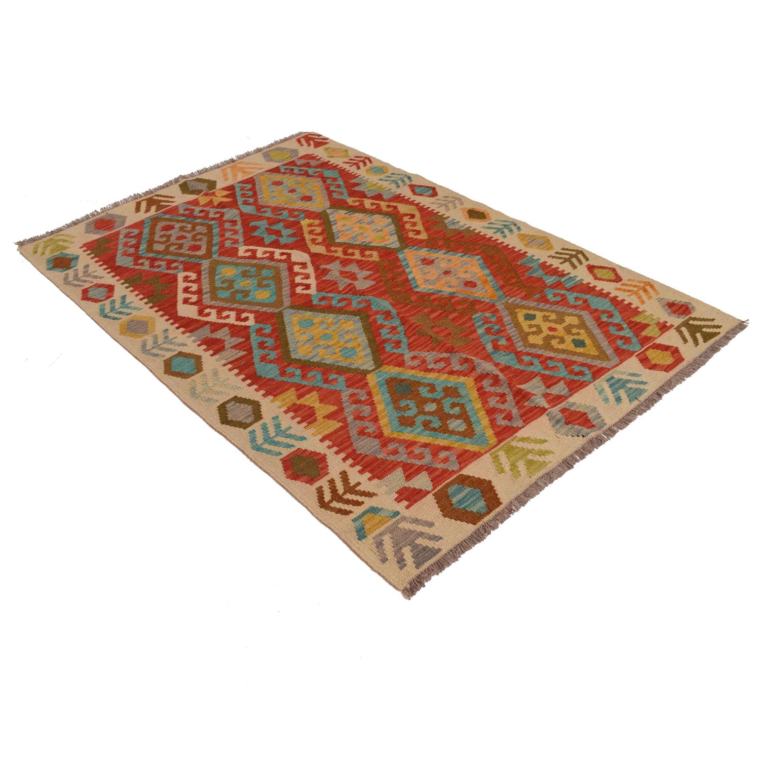 Handmade Vegetable Kelim 4' 2" x 6' 1" (ft) - No. B34709