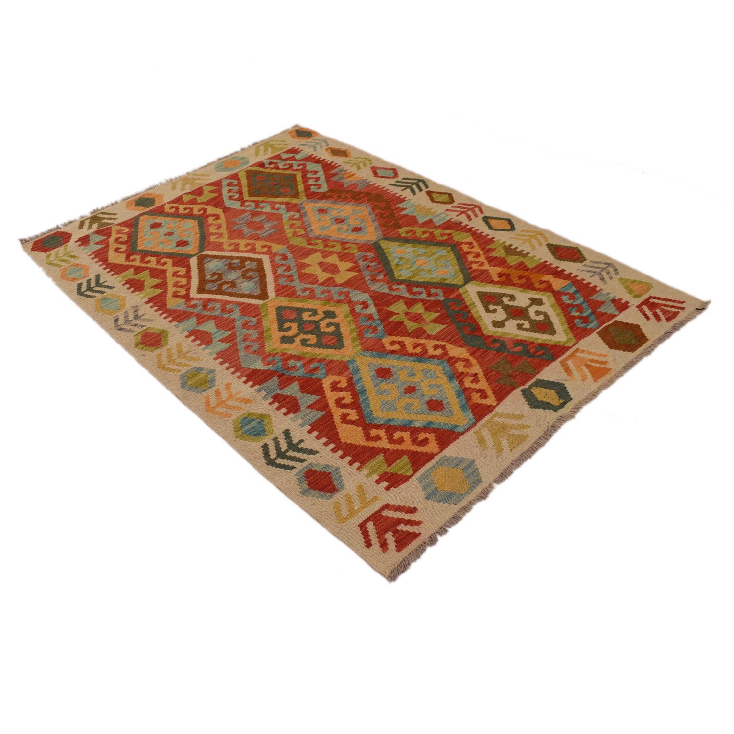 Handmade Vegetable Kelim 4' 1" x 5' 11" (ft) - No. B34712