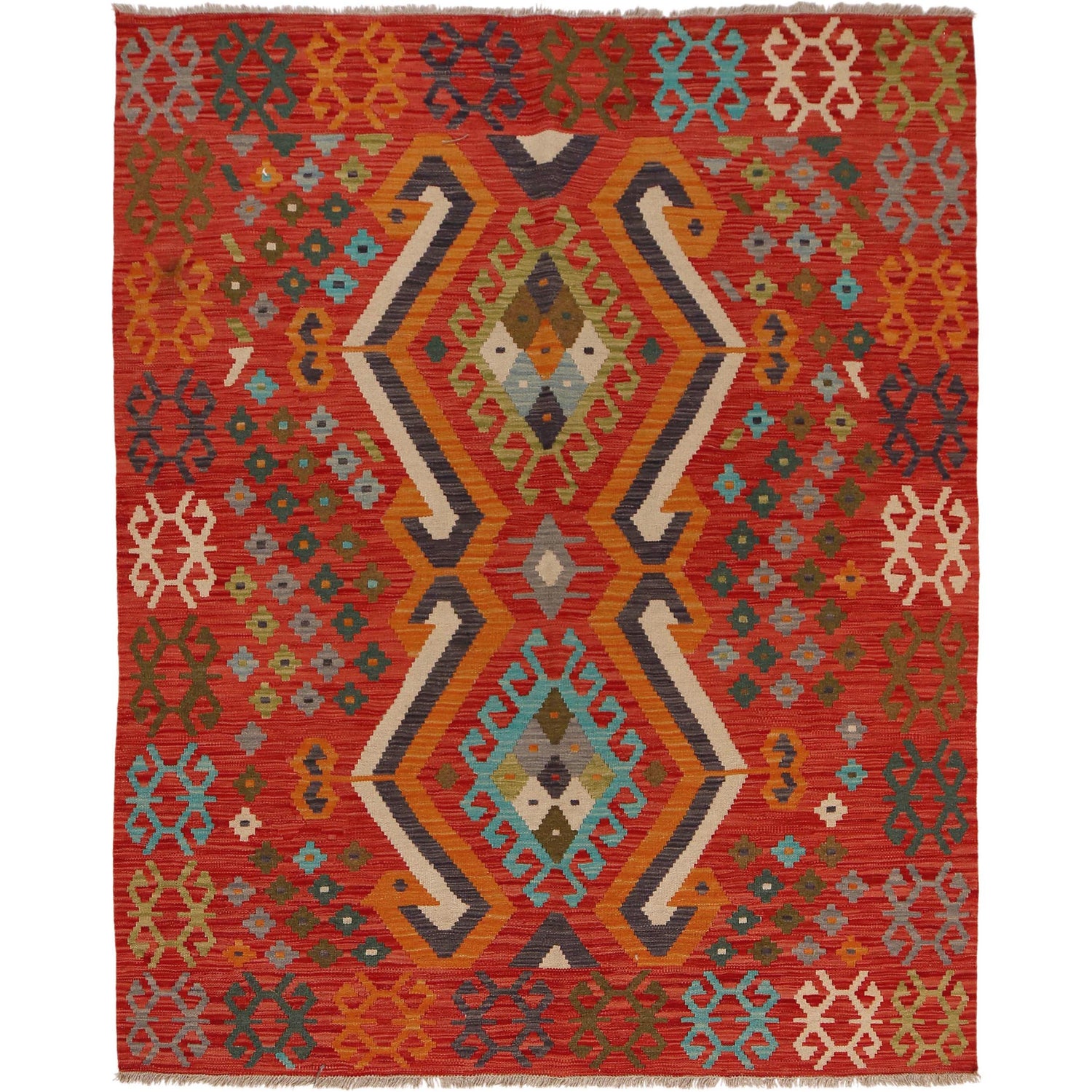 Handmade Vegetable Kilim 5' 0" x 6' 5" (ft) - No. B34714