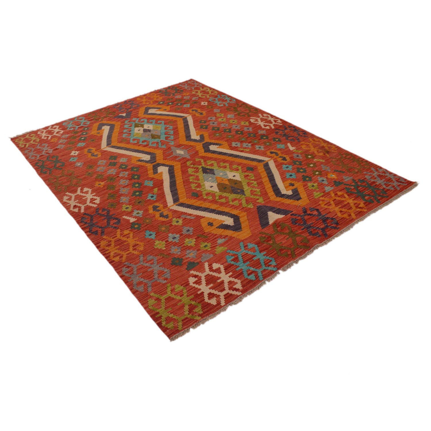 Handmade Vegetable Kilim 5' 0" x 6' 5" (ft) - No. B34714