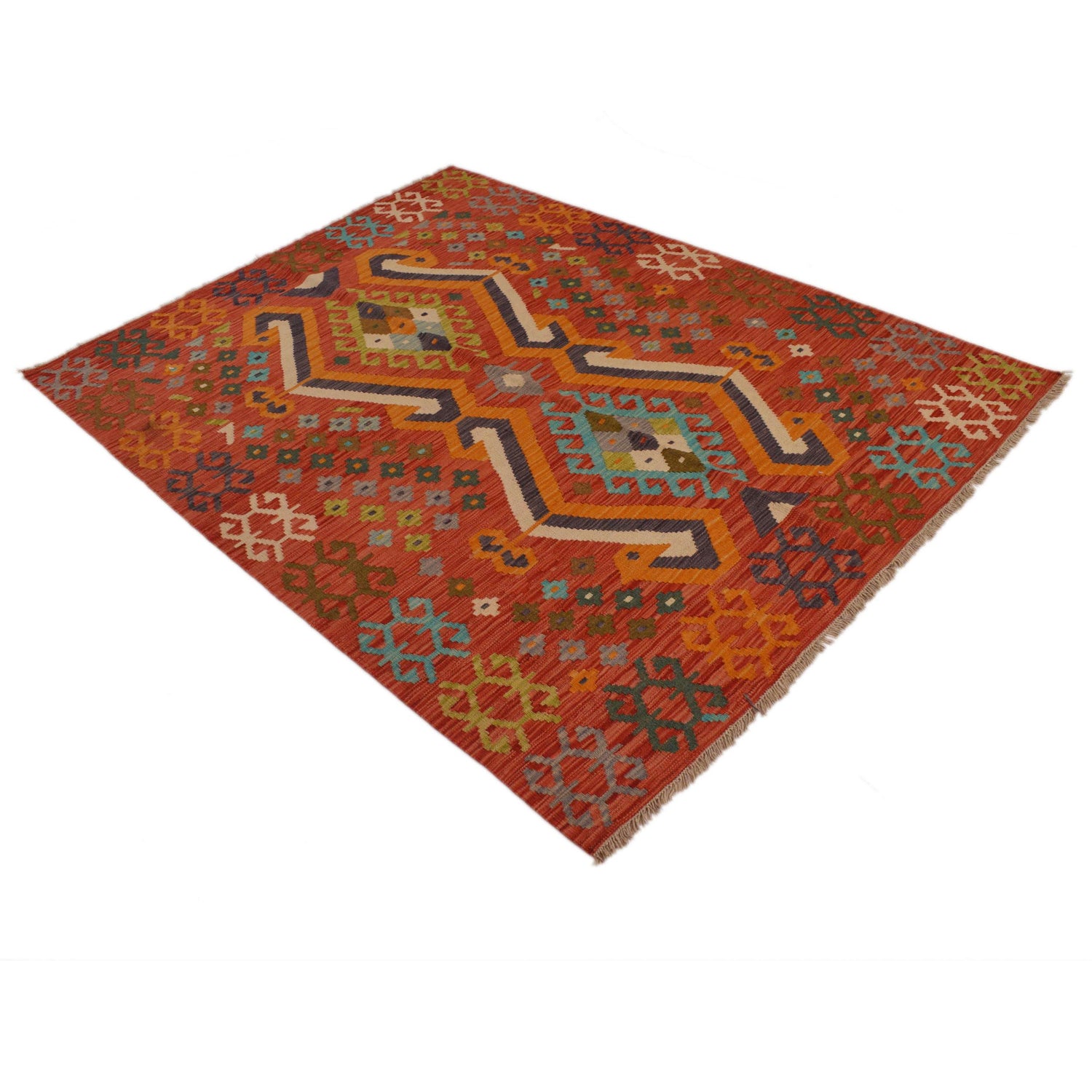 Handmade Vegetable Kilim 5' 0" x 6' 5" (ft) - No. B34714