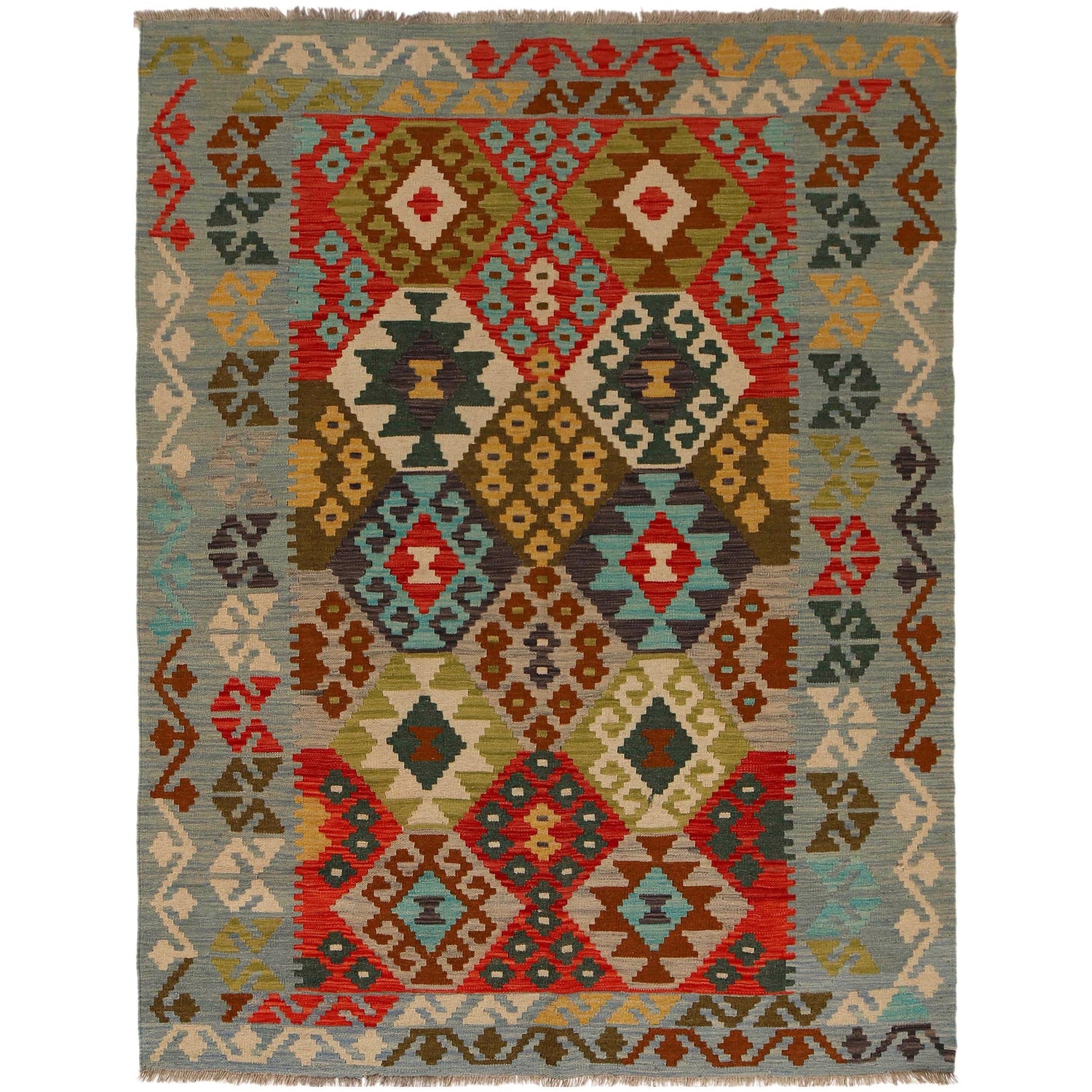 Handmade Vegetable Kilim 5' 1" x 6' 8" (ft) - No. B34717