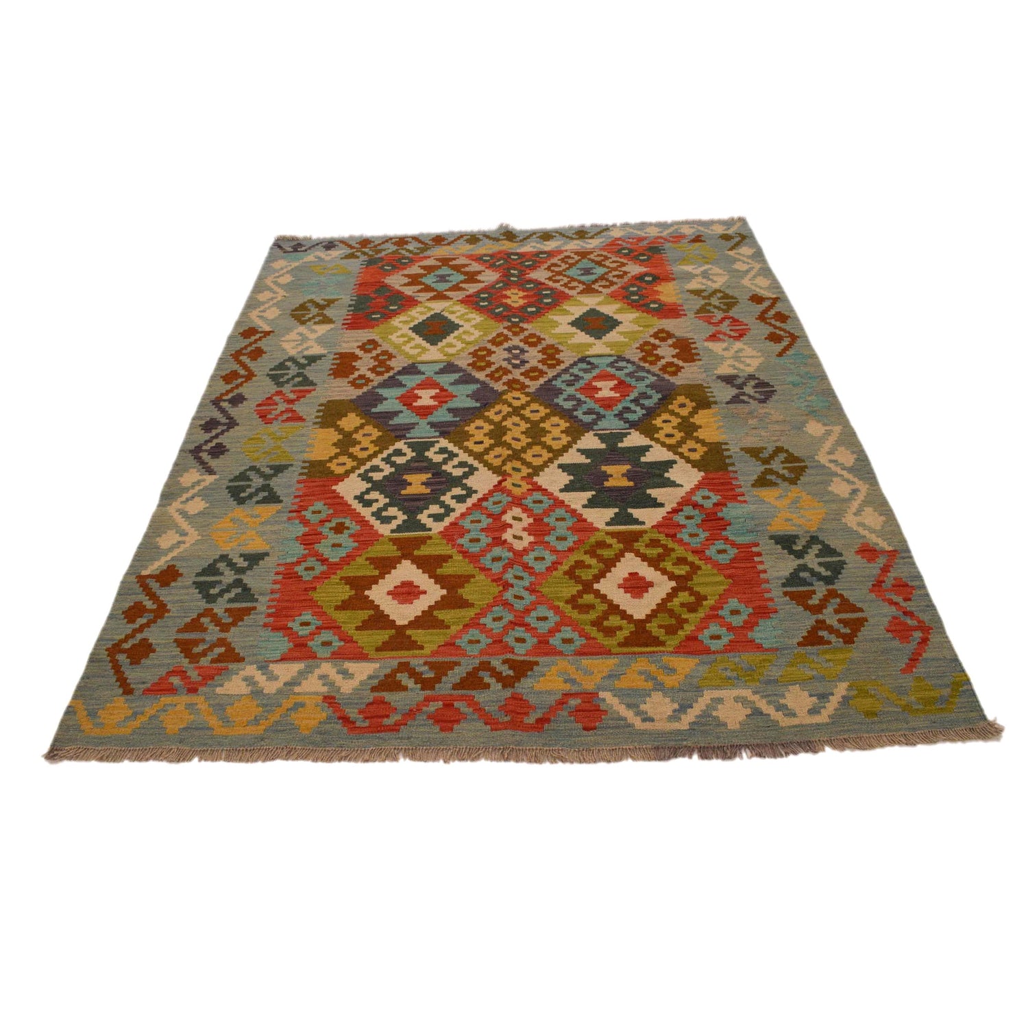 Handmade Vegetable Kilim 5' 1" x 6' 8" (ft) - No. B34717